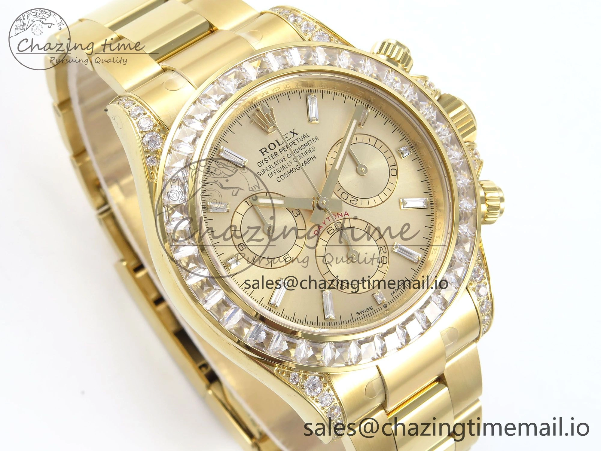 Daytona 126598TBR EWEF 1:1 Best Edition 904L Steel YG Crystal Dial Diamonds Bezel on YG Bracelet SH4131