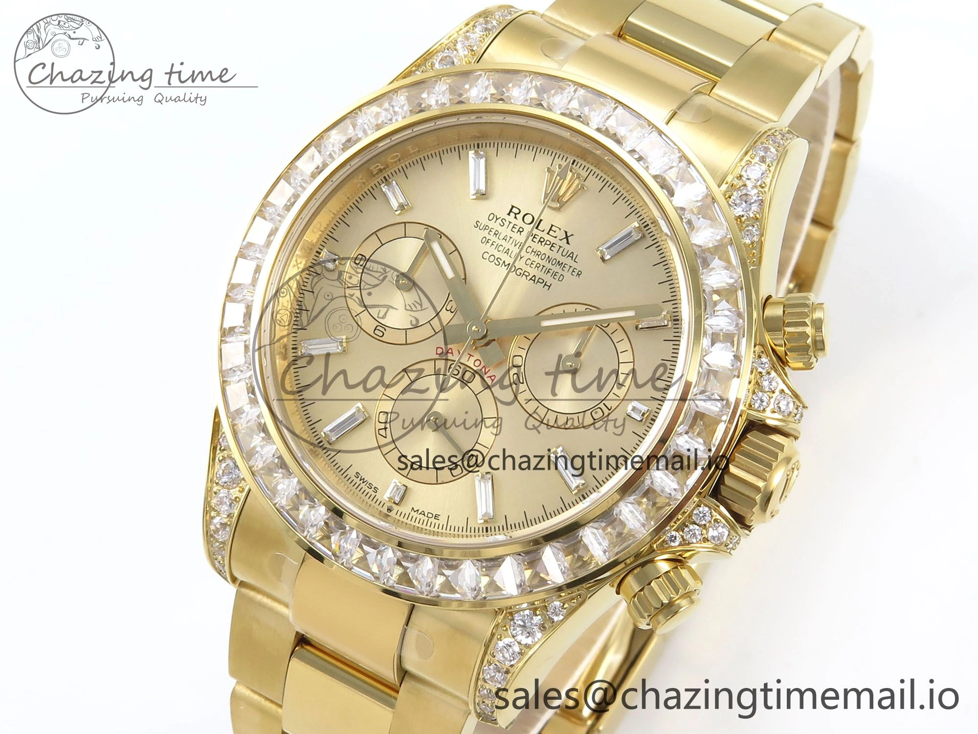 Daytona 126598TBR EWEF 1:1 Best Edition 904L Steel YG Crystal Dial Diamonds Bezel on YG Bracelet SH4131