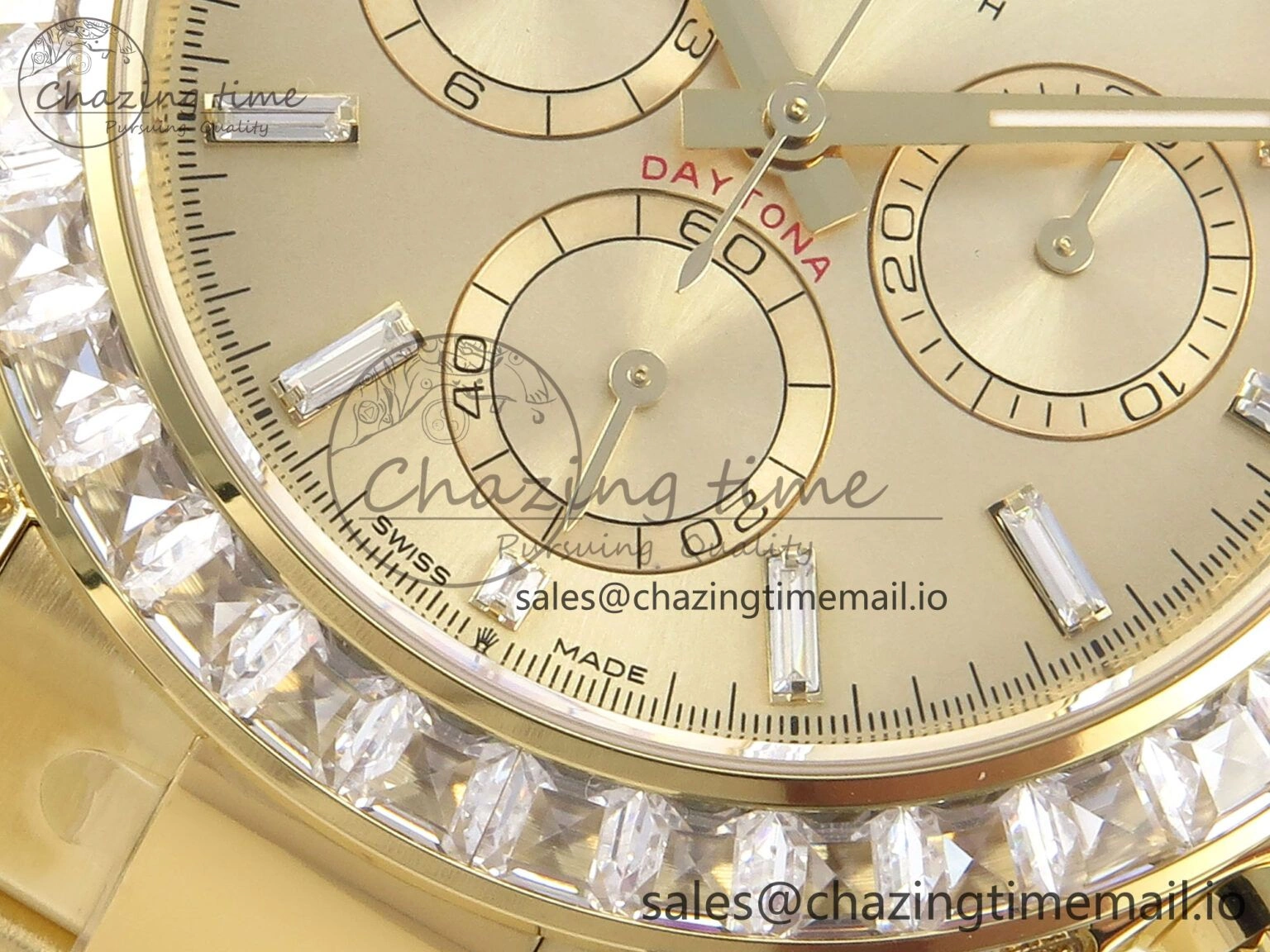 Daytona 126598TBR EWEF 1:1 Best Edition 904L Steel YG Crystal Dial Diamonds Bezel on YG Bracelet SH4131