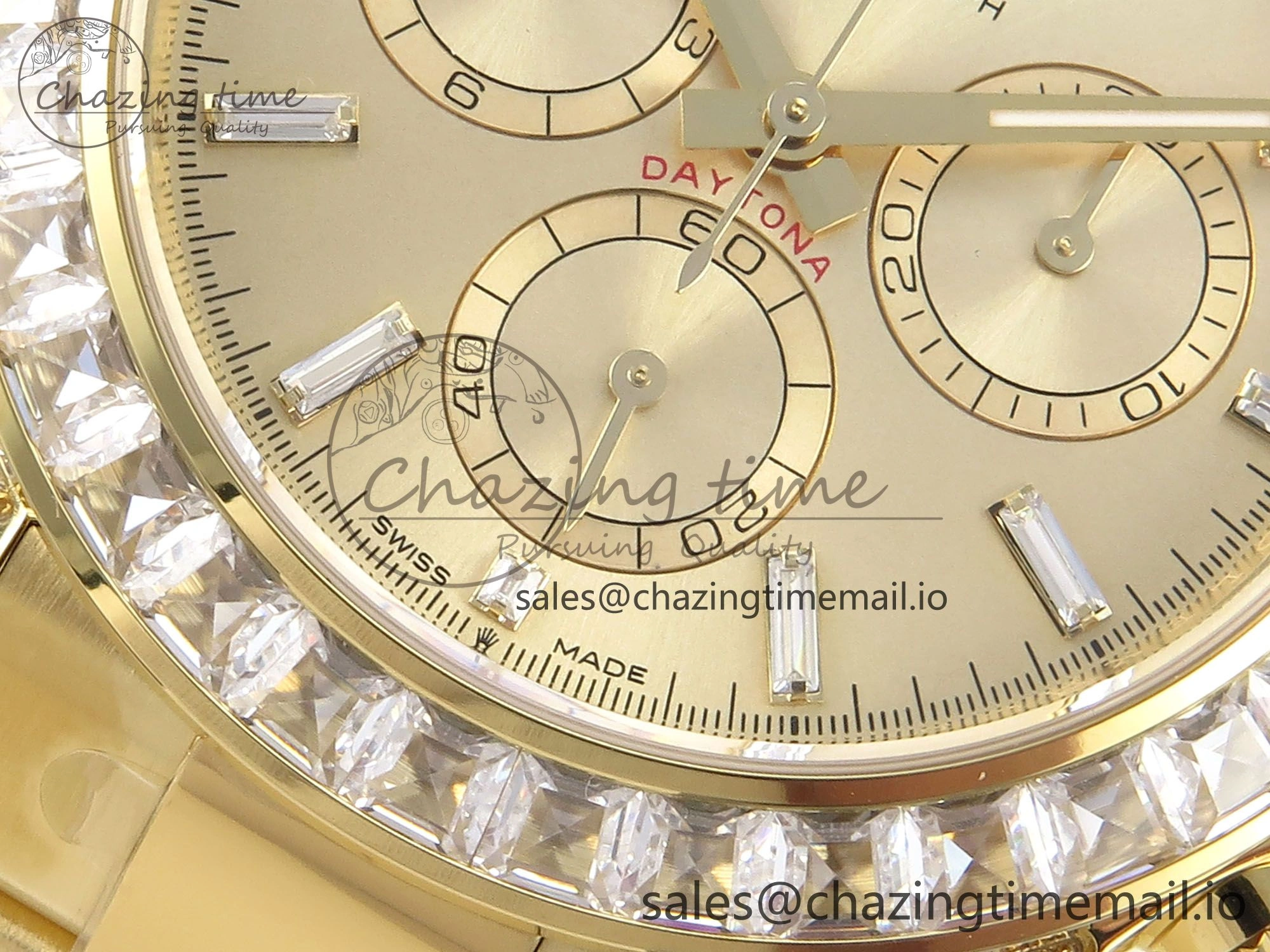 Daytona 126598TBR EWEF 1:1 Best Edition 904L Steel YG Crystal Dial Diamonds Bezel on YG Bracelet SH4131