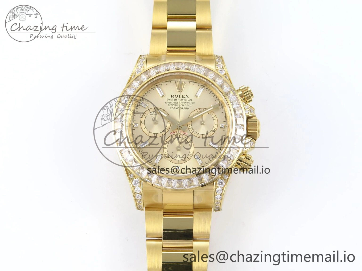 Daytona 126598TBR EWEF 1:1 Best Edition 904L Steel YG Crystal Dial Diamonds Bezel on YG Bracelet SH4131