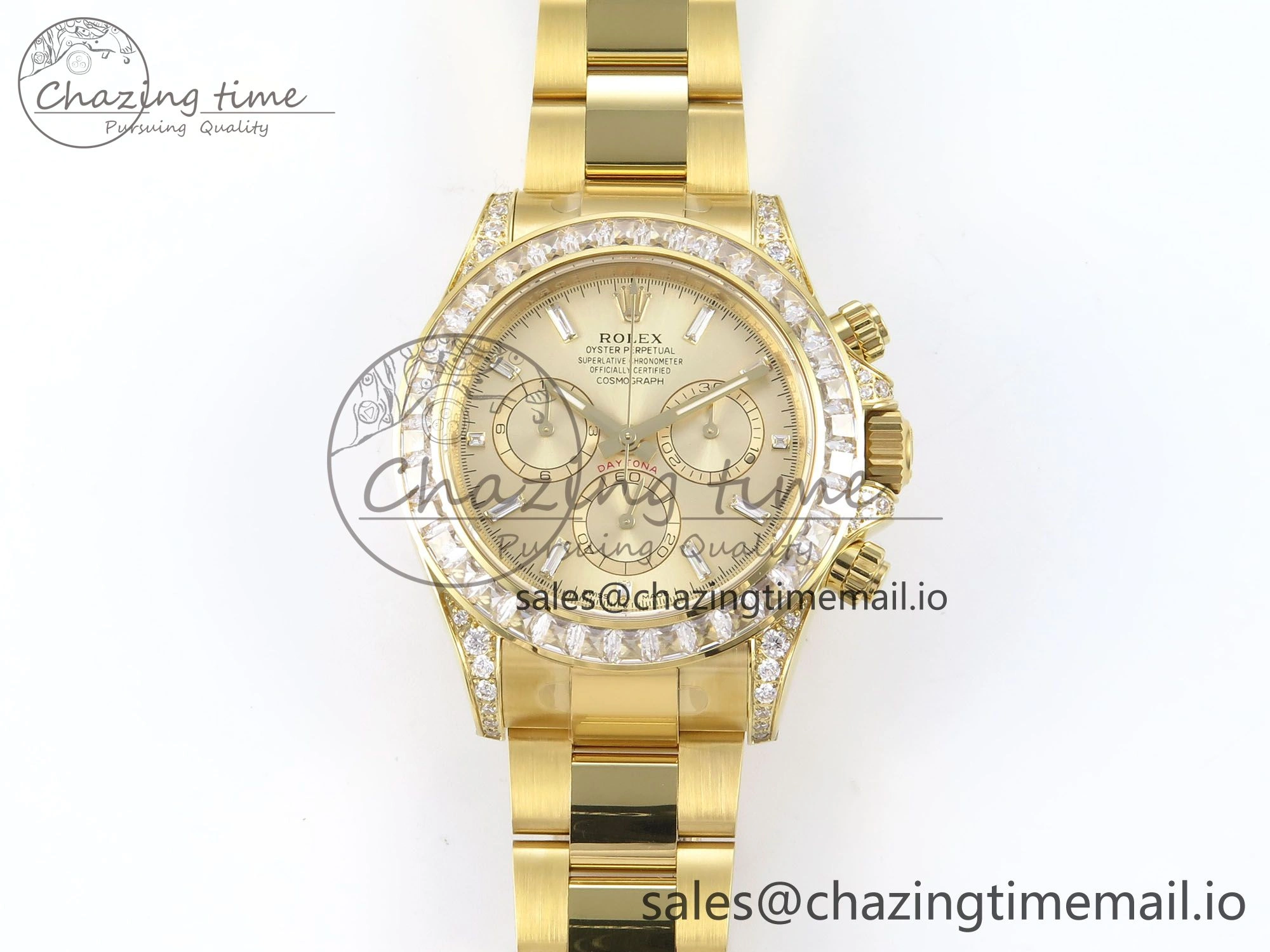Daytona 126598TBR EWEF 1:1 Best Edition 904L Steel YG Crystal Dial Diamonds Bezel on YG Bracelet SH4131