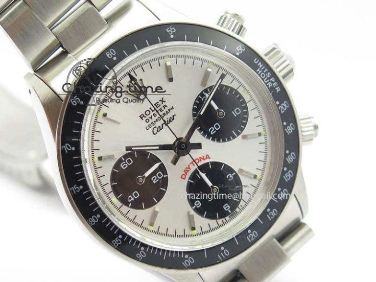 Daytona 6263 SS White Black Dial Black Tachymeter Bezel On SS Bracelet Venus75