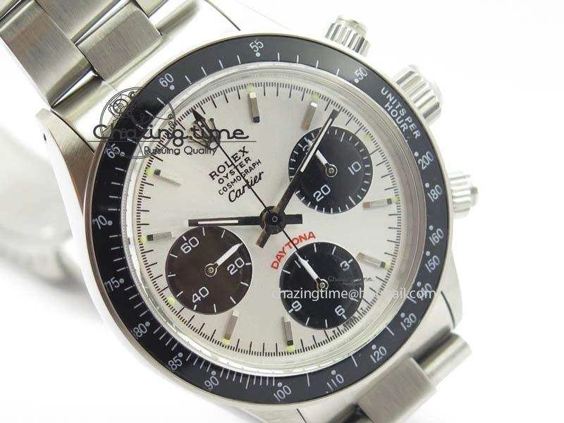 Daytona 6263 SS White Black Dial Black Tachymeter Bezel On SS Bracelet Venus75