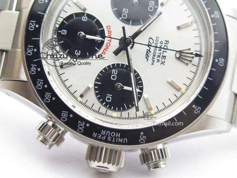 Daytona 6263 SS White Black Dial Black Tachymeter Bezel On SS Bracelet Venus75