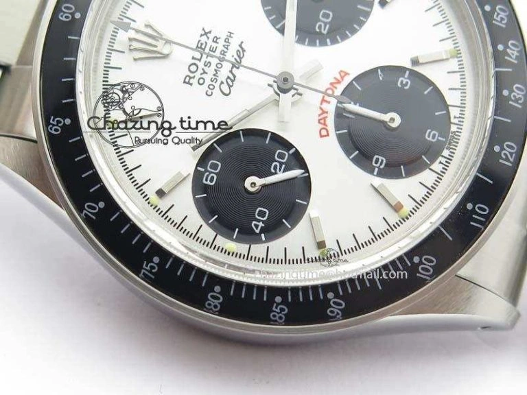 Daytona 6263 SS White Black Dial Black Tachymeter Bezel On SS Bracelet Venus75