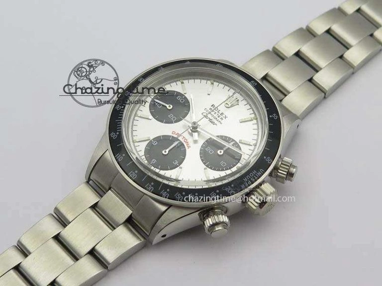 Daytona 6263 SS White Black Dial Black Tachymeter Bezel On SS Bracelet Venus75