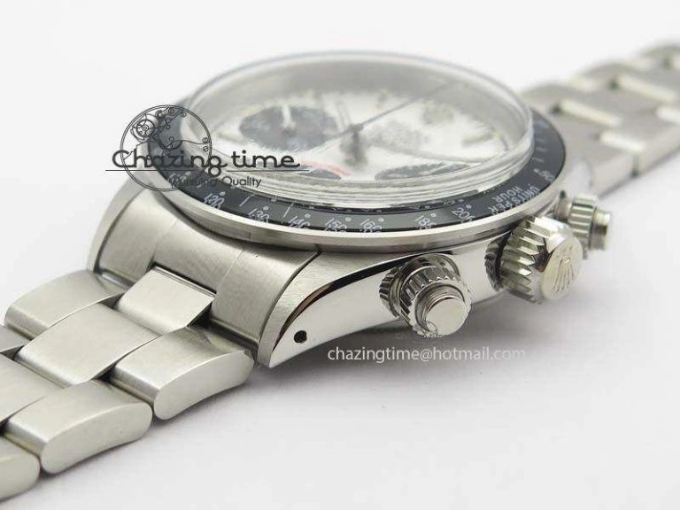 Daytona 6263 SS White Black Dial Black Tachymeter Bezel On SS Bracelet Venus75