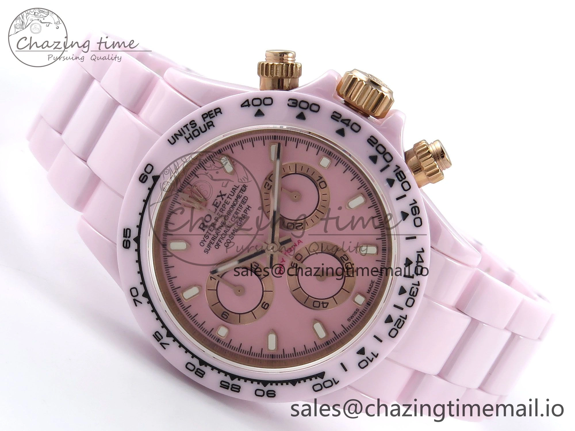 Daytona AET Pink Ceramic Case and Bracelet Pink Dial N6F Best Edition SA4130