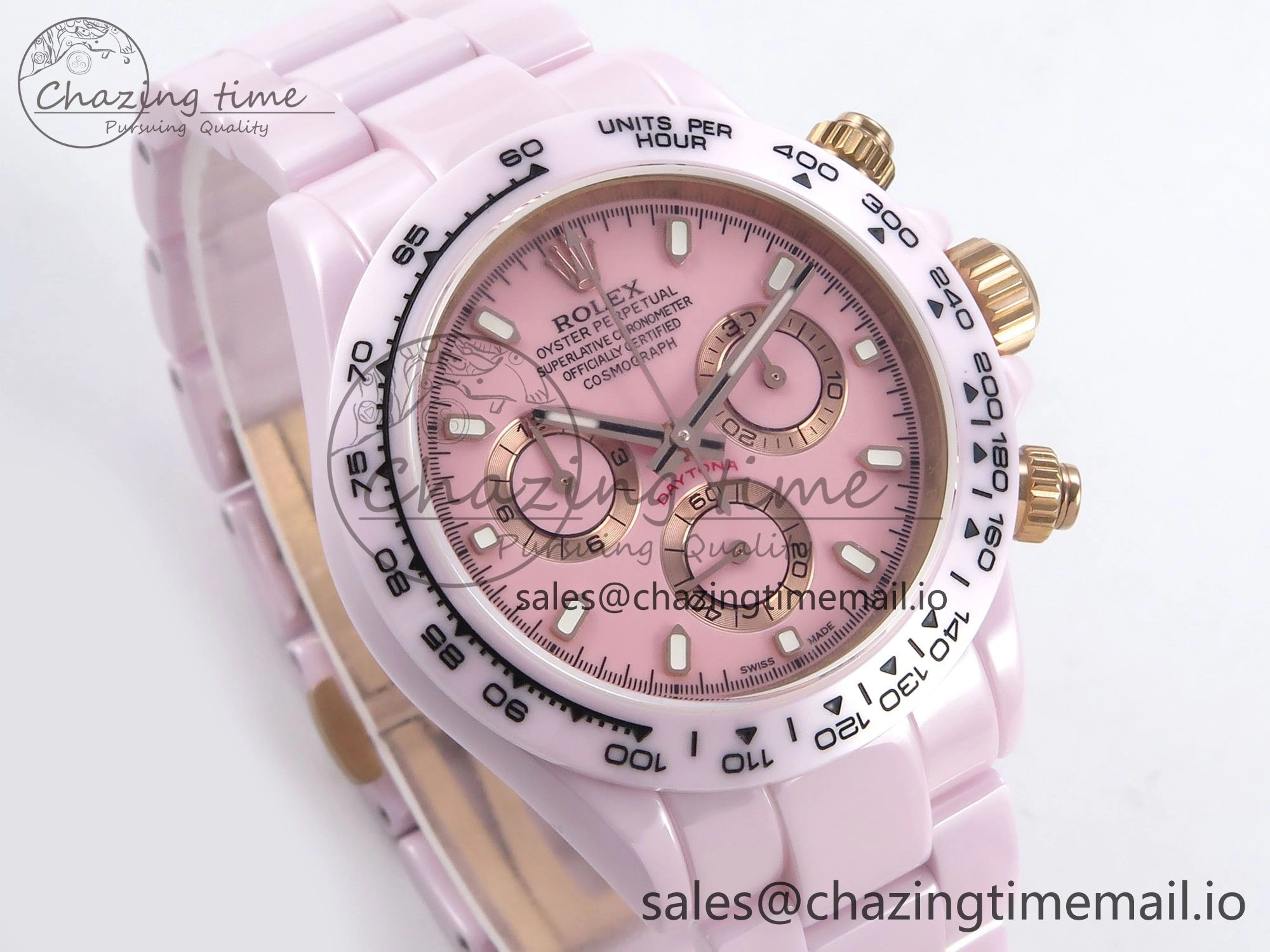 Daytona AET Pink Ceramic Case and Bracelet Pink Dial N6F Best Edition SA4130