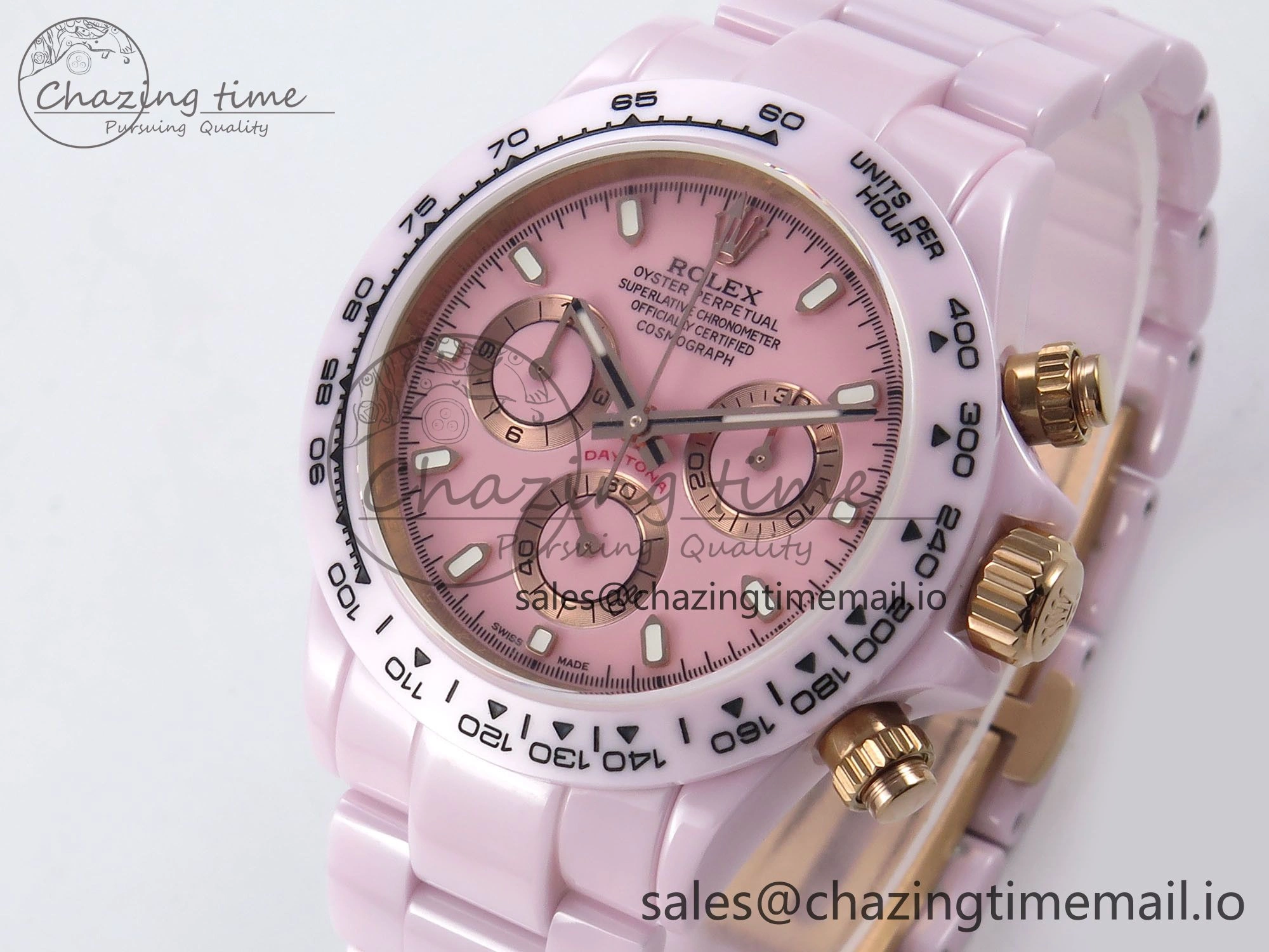 Daytona AET Pink Ceramic Case and Bracelet Pink Dial N6F Best Edition SA4130