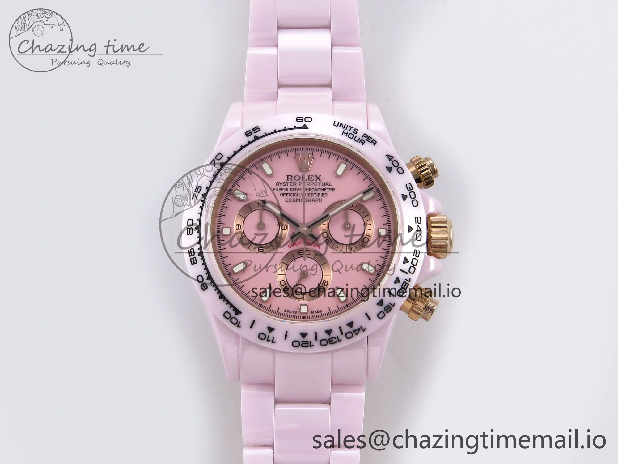 Daytona AET Pink Ceramic Case and Bracelet Pink Dial N6F Best Edition SA4130