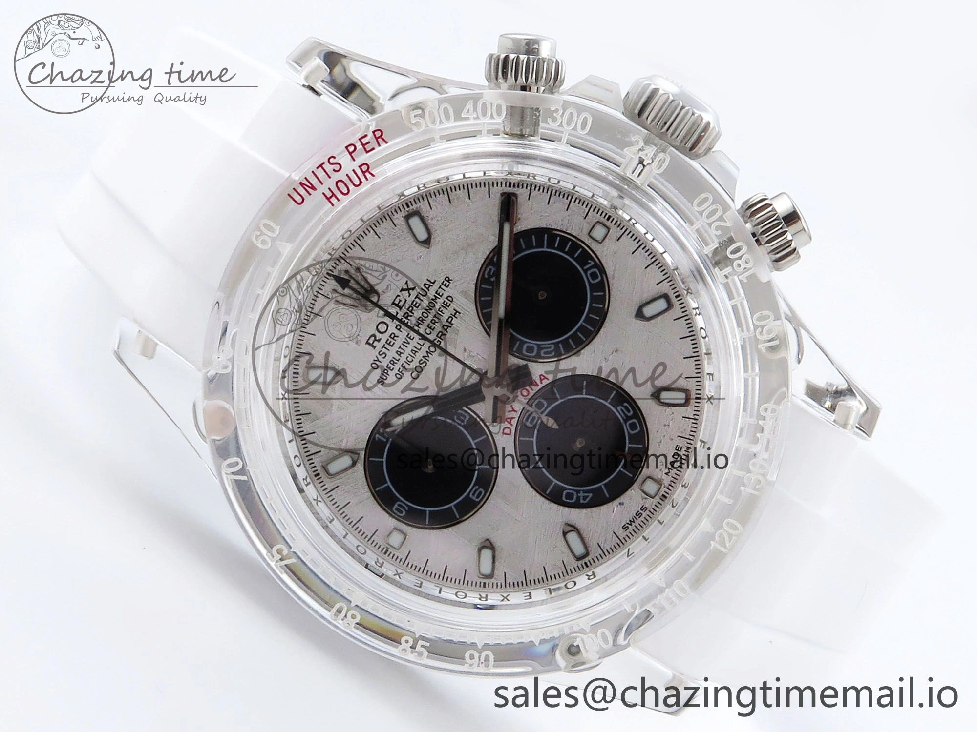 Daytona AET Remould N6F 1:1 Best Edition Meteorite Dial on White Rubber Strap SA4130