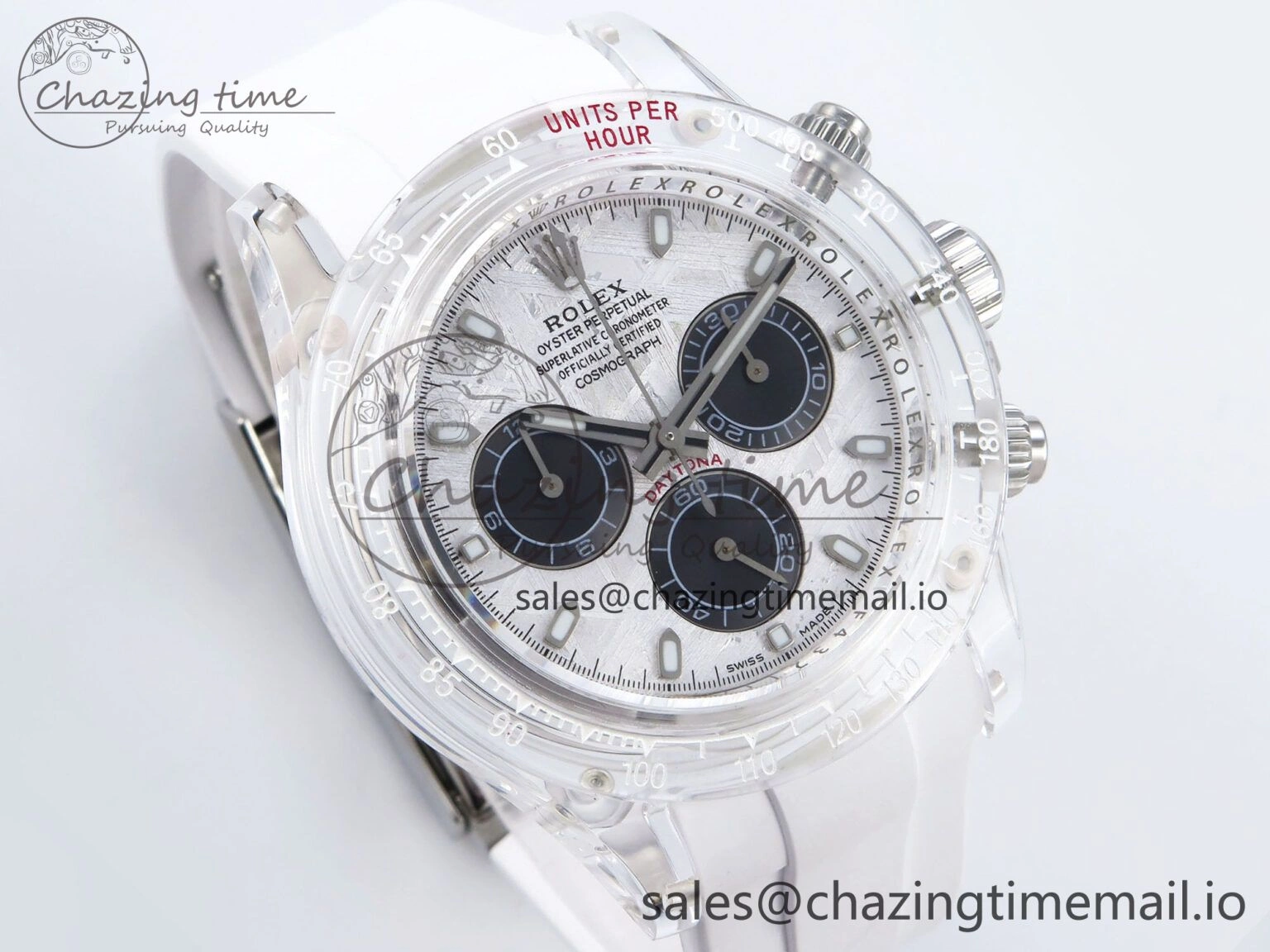 Daytona AET Remould N6F 1:1 Best Edition Meteorite Dial on White Rubber Strap SA4130