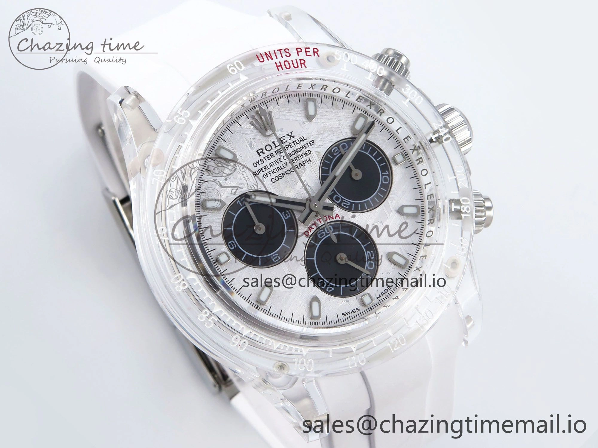 Daytona AET Remould N6F 1:1 Best Edition Meteorite Dial on White Rubber Strap SA4130