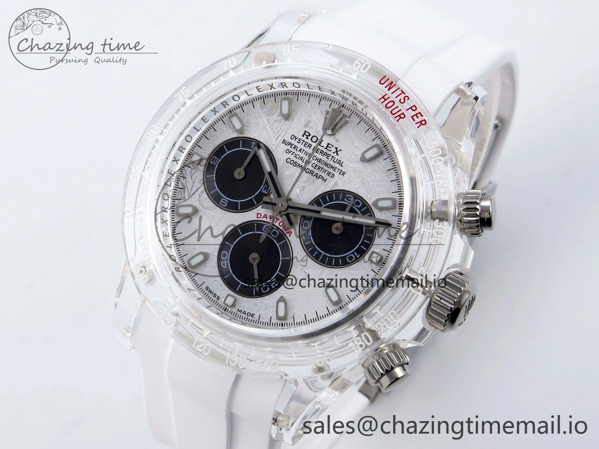 Daytona AET Remould N6F 1:1 Best Edition Meteorite Dial on White Rubber Strap SA4130