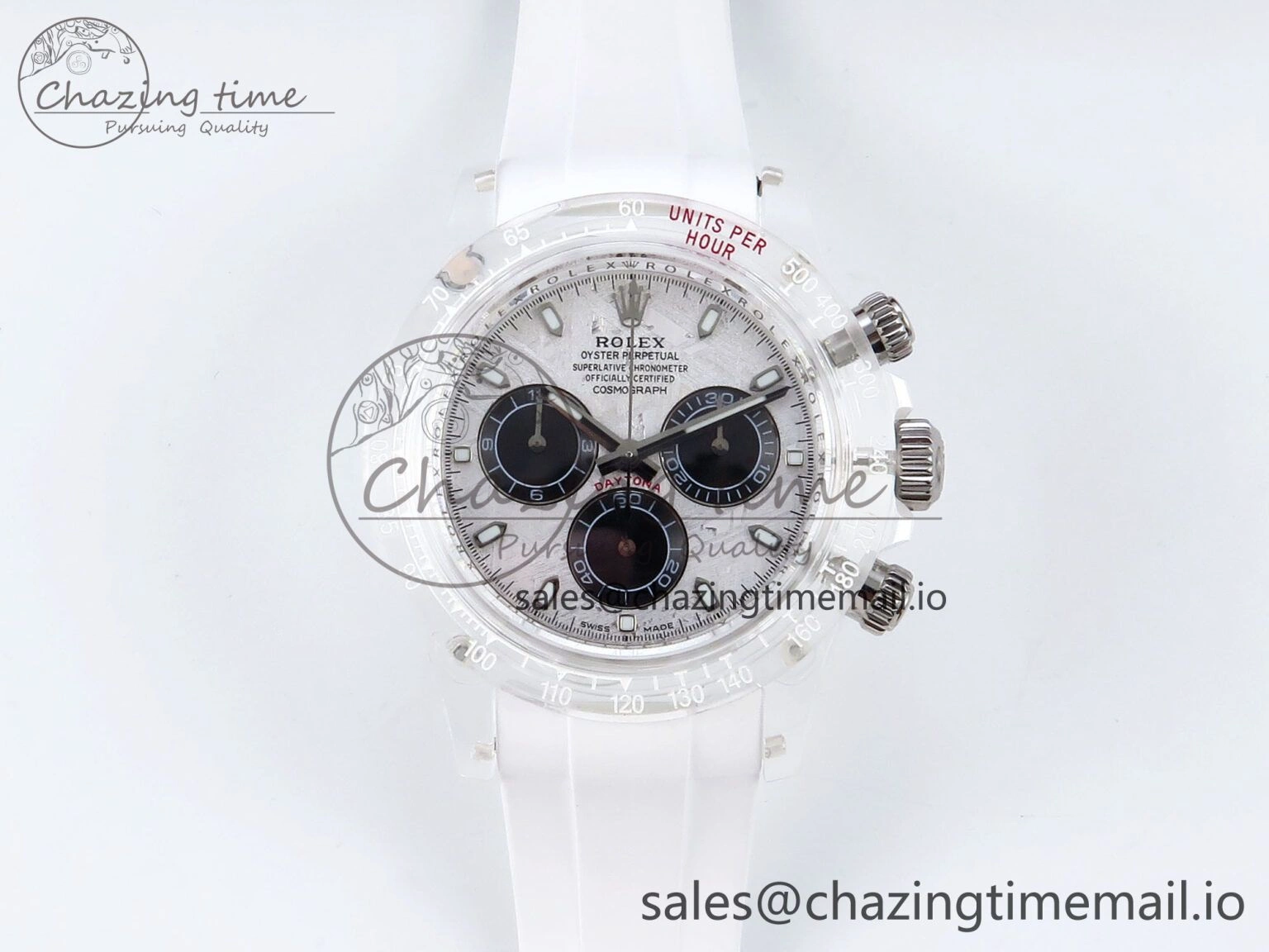 Daytona AET Remould N6F 1:1 Best Edition Meteorite Dial on White Rubber Strap SA4130
