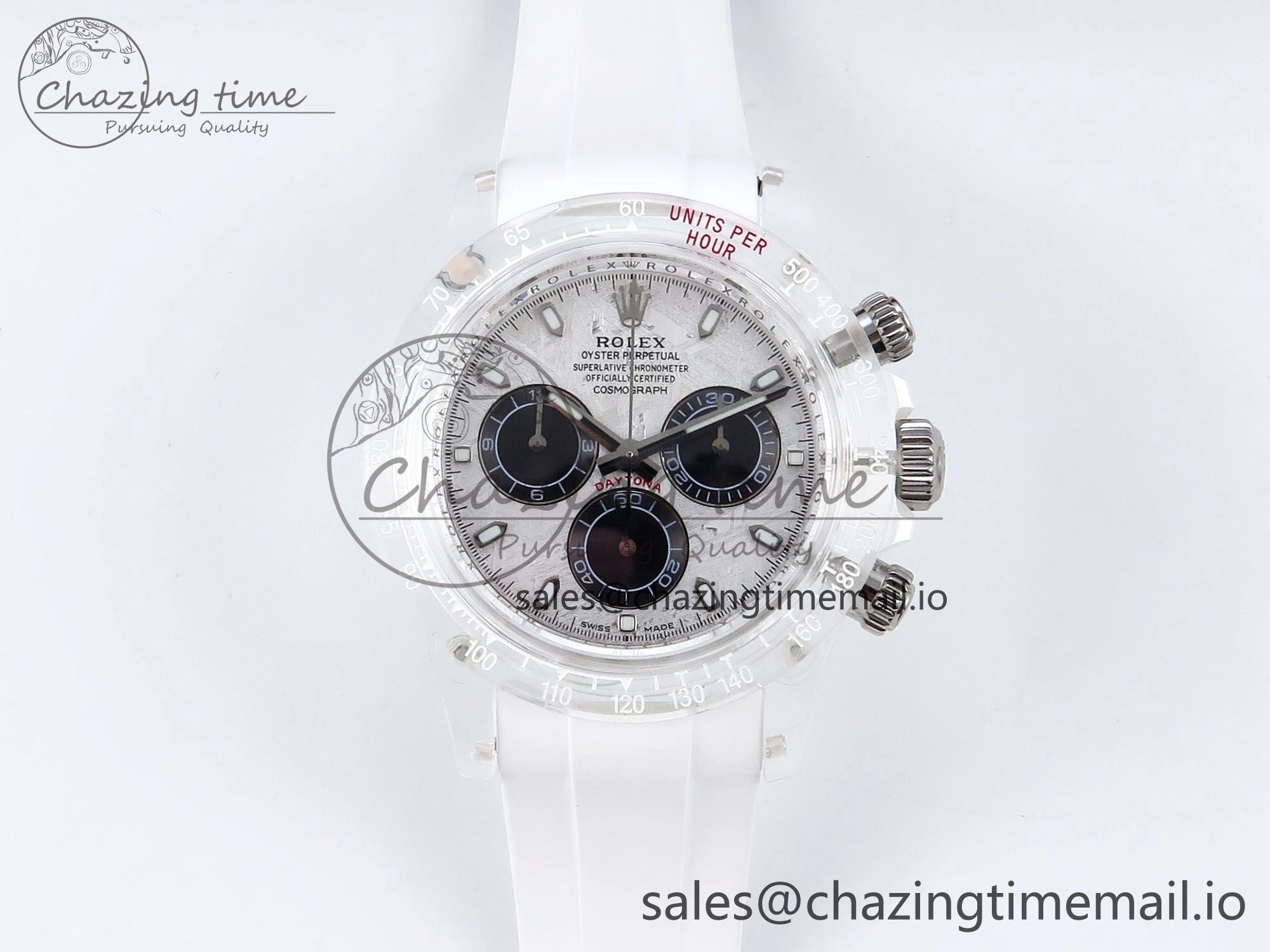 Daytona AET Remould N6F 1:1 Best Edition Meteorite Dial on White Rubber Strap SA4130