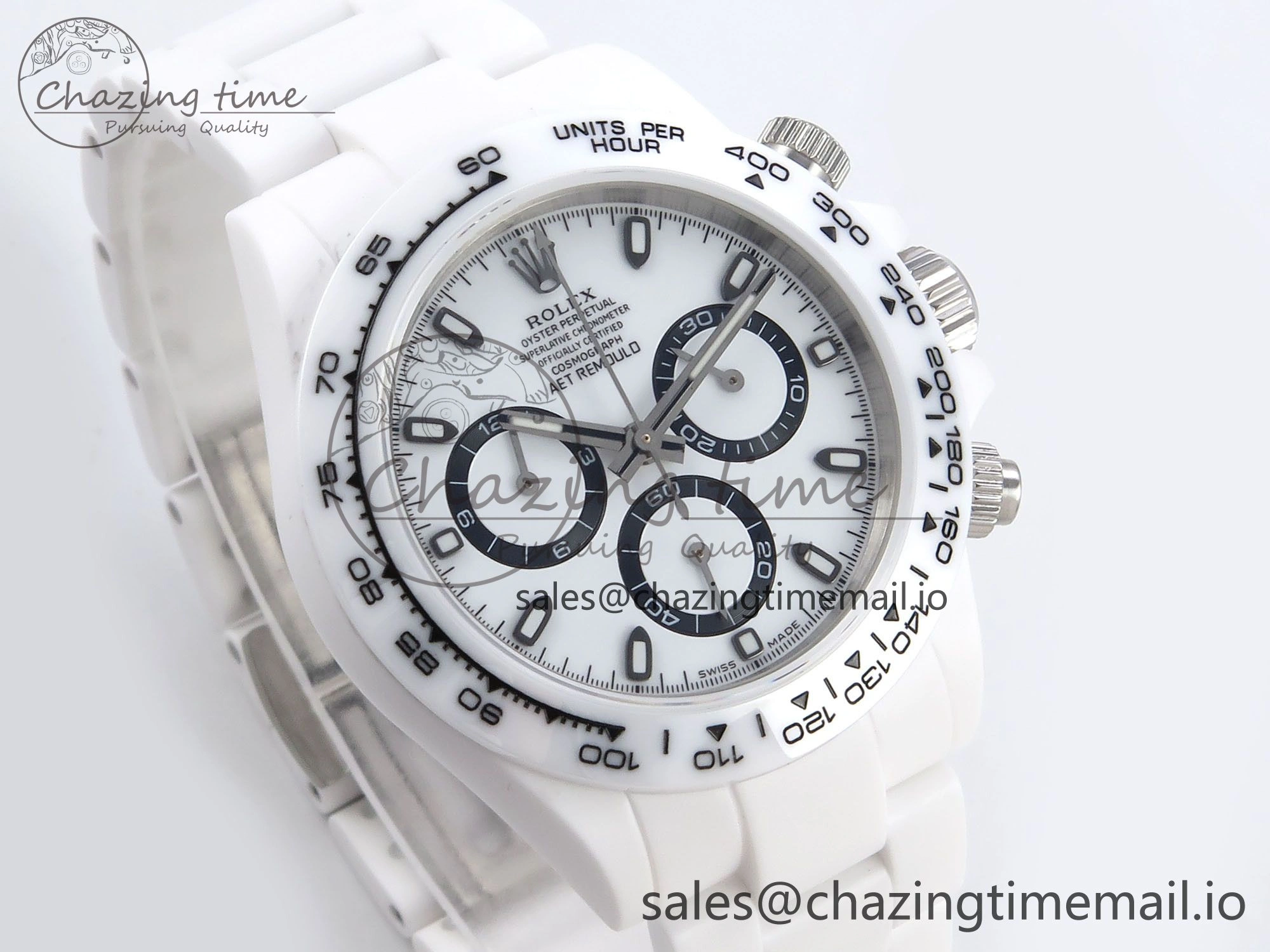 Daytona AET White Ceramic Case and Bracelet Black Dial N6F Best Edition SA4130