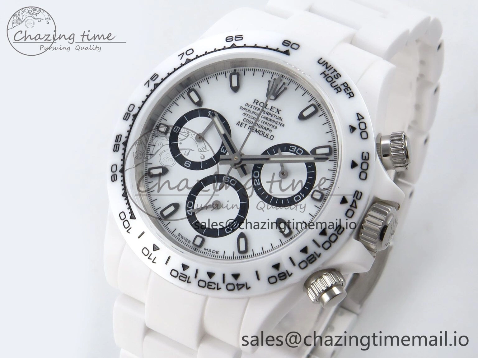 Daytona AET White Ceramic Case and Bracelet Black Dial N6F Best Edition SA4130