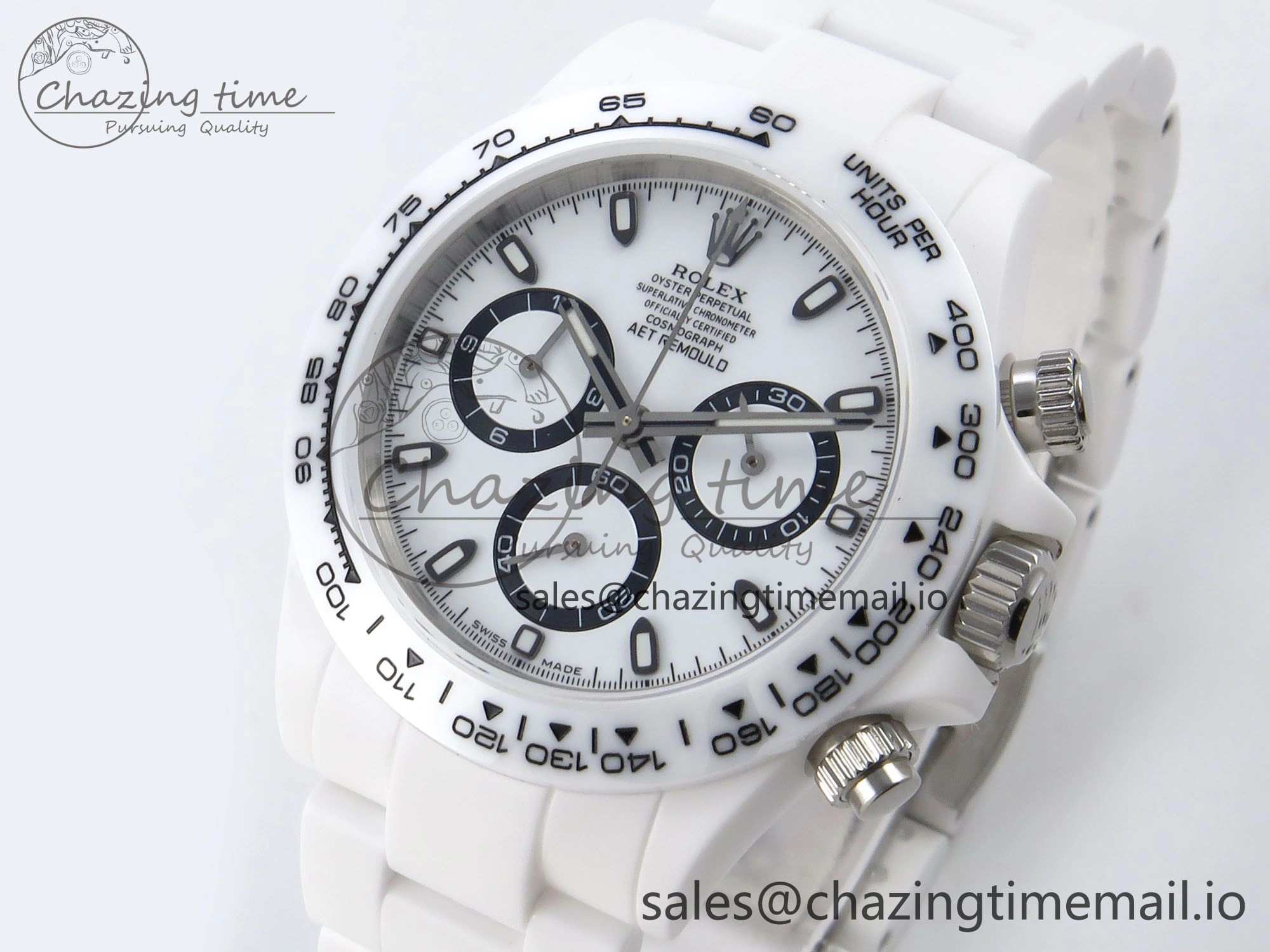 Daytona AET White Ceramic Case and Bracelet Black Dial N6F Best Edition SA4130