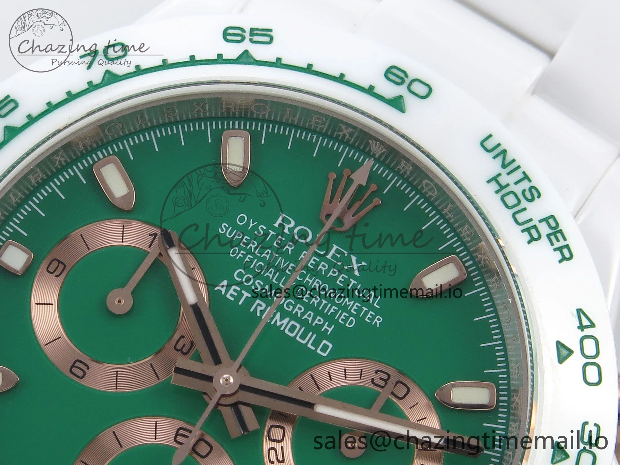 Daytona AET White Ceramic Case and Bracelet Green Dial N6F Best Edition SA4130