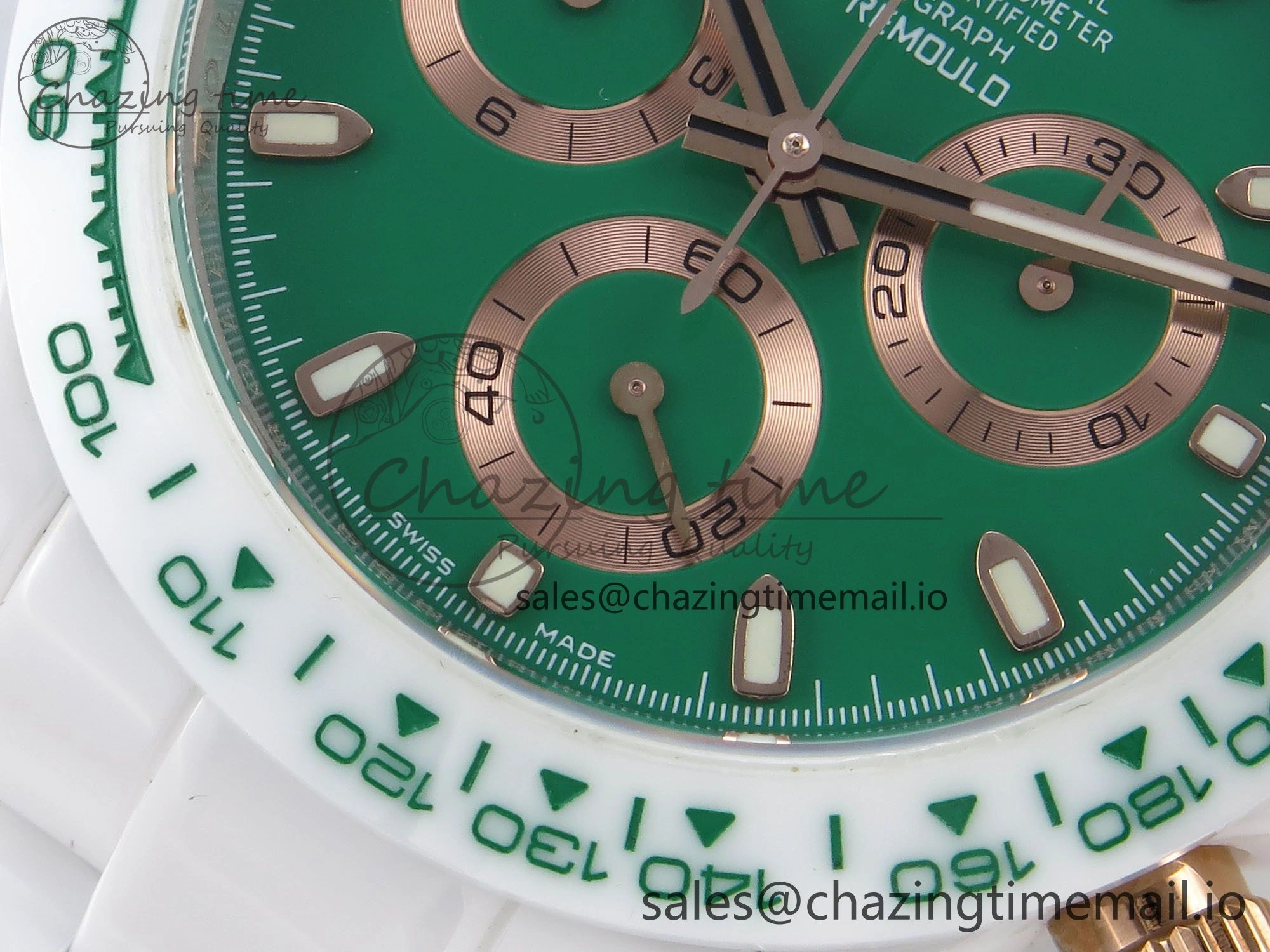 Daytona AET White Ceramic Case and Bracelet Green Dial N6F Best Edition SA4130