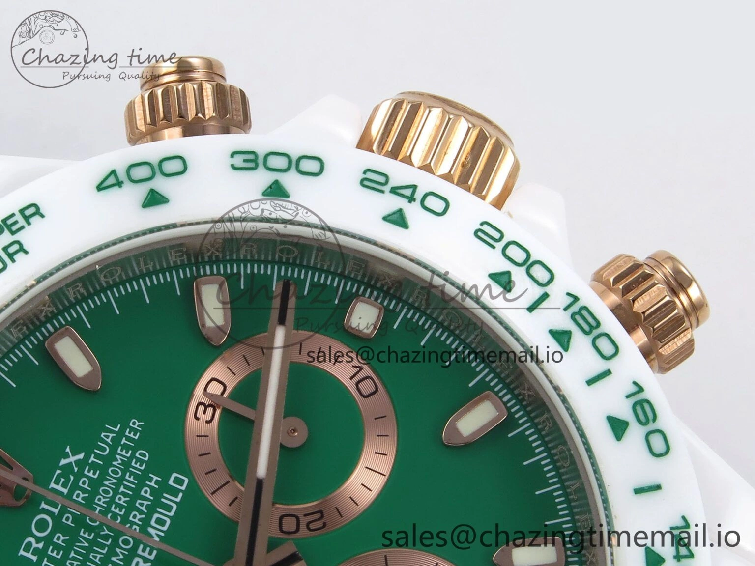 Daytona AET White Ceramic Case and Bracelet Green Dial N6F Best Edition SA4130
