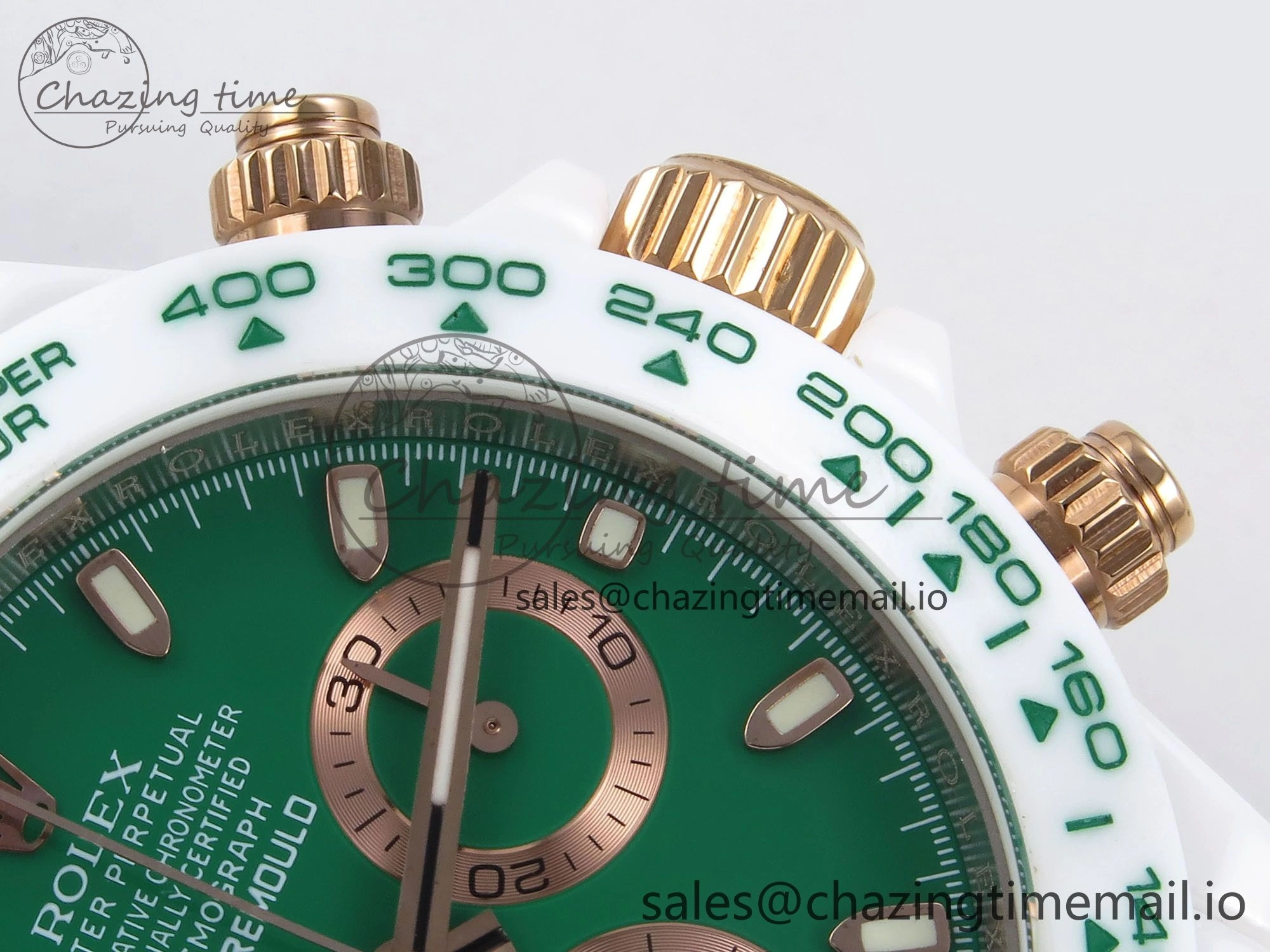 Daytona AET White Ceramic Case and Bracelet Green Dial N6F Best Edition SA4130