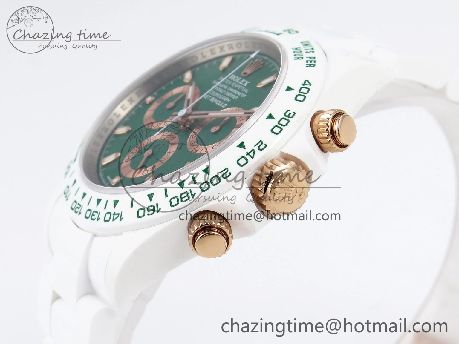 Daytona AET White Ceramic Case and Bracelet Green Dial SA4130 V2