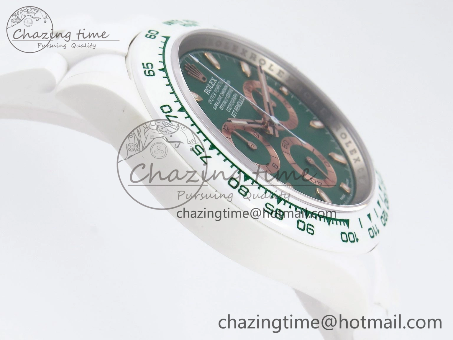 Daytona AET White Ceramic Case and Bracelet Green Dial SA4130 V2
