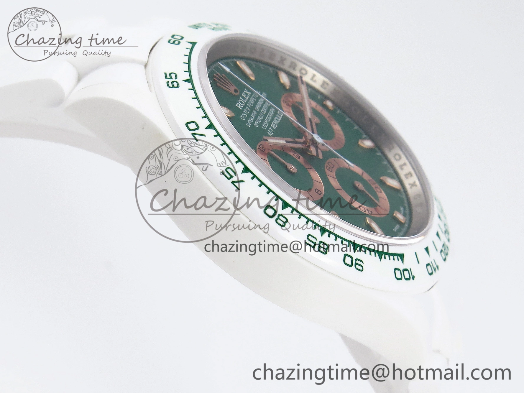 Daytona AET White Ceramic Case and Bracelet Green Dial SA4130 V2