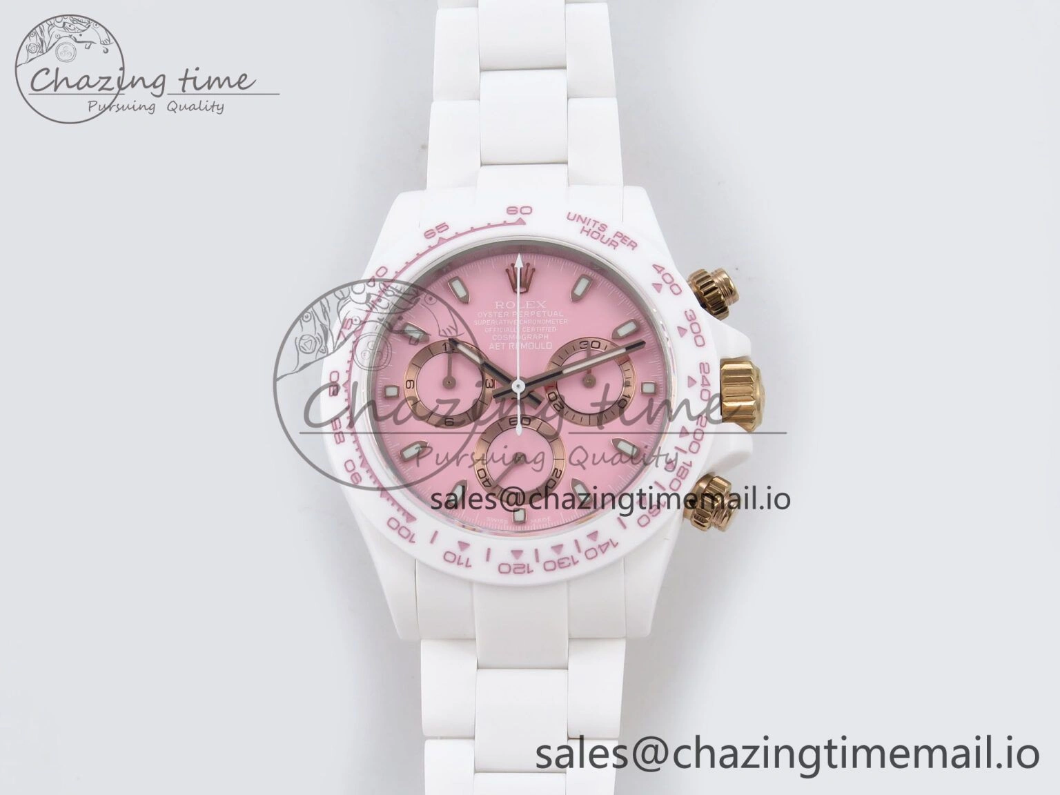 Daytona AET White Ceramic Case and Bracelet Pink Dial N6F Best Edition SA4130