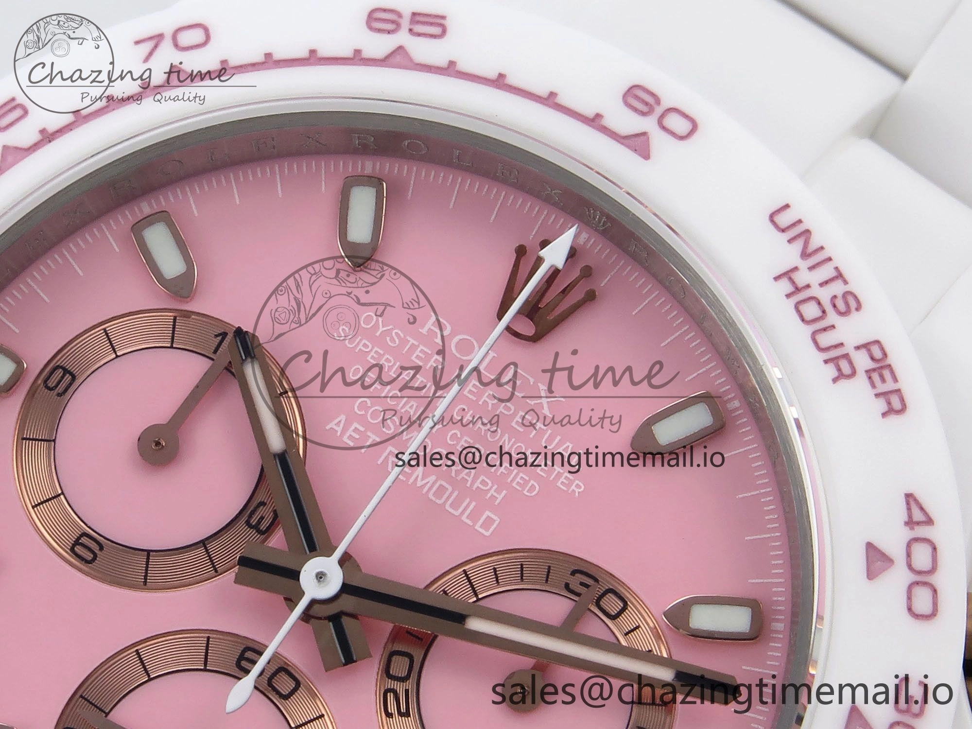 Daytona AET White Ceramic Case and Bracelet Pink Dial N6F Best Edition SA4130