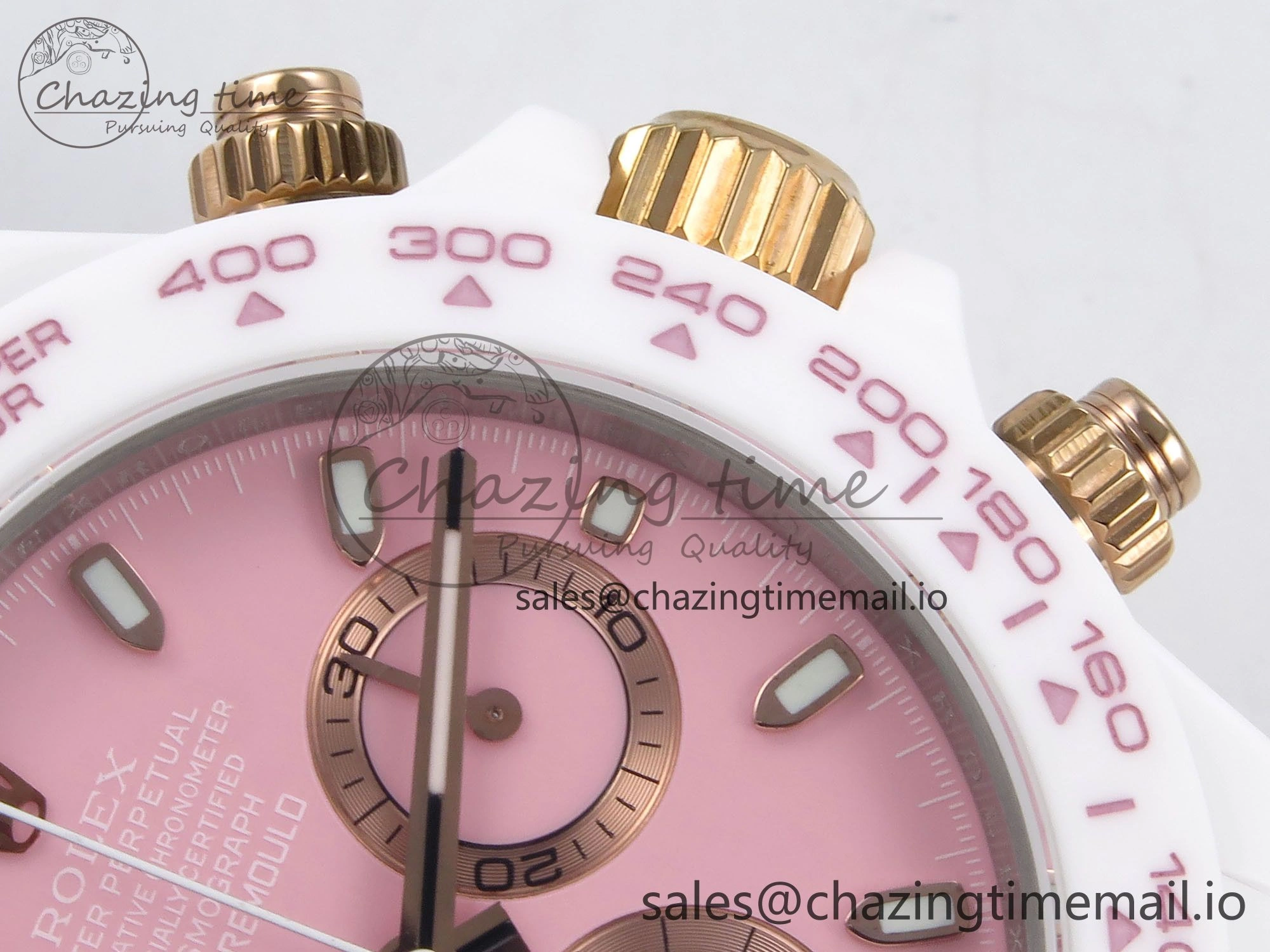Daytona AET White Ceramic Case and Bracelet Pink Dial N6F Best Edition SA4130
