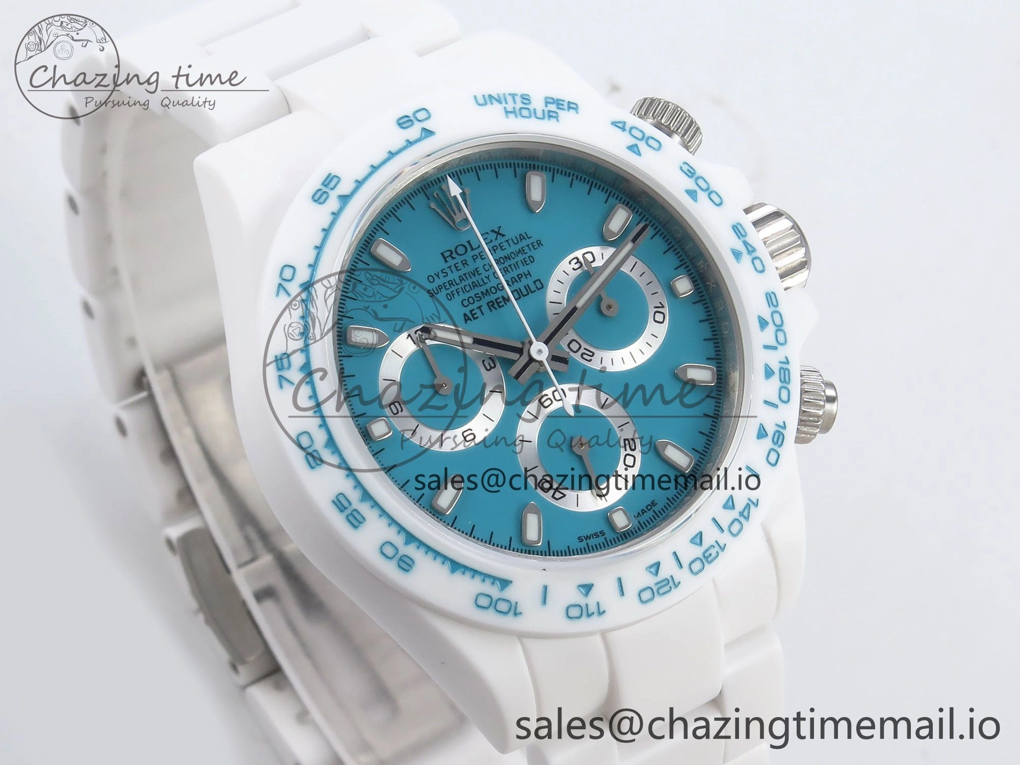 Daytona AET White Ceramic Case and Bracelet Tiffany Blue Dial N6F Best Edition SA4130