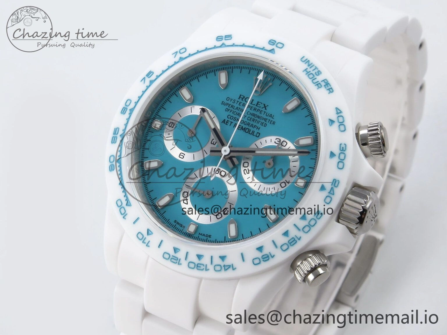 Daytona AET White Ceramic Case and Bracelet Tiffany Blue Dial N6F Best Edition SA4130