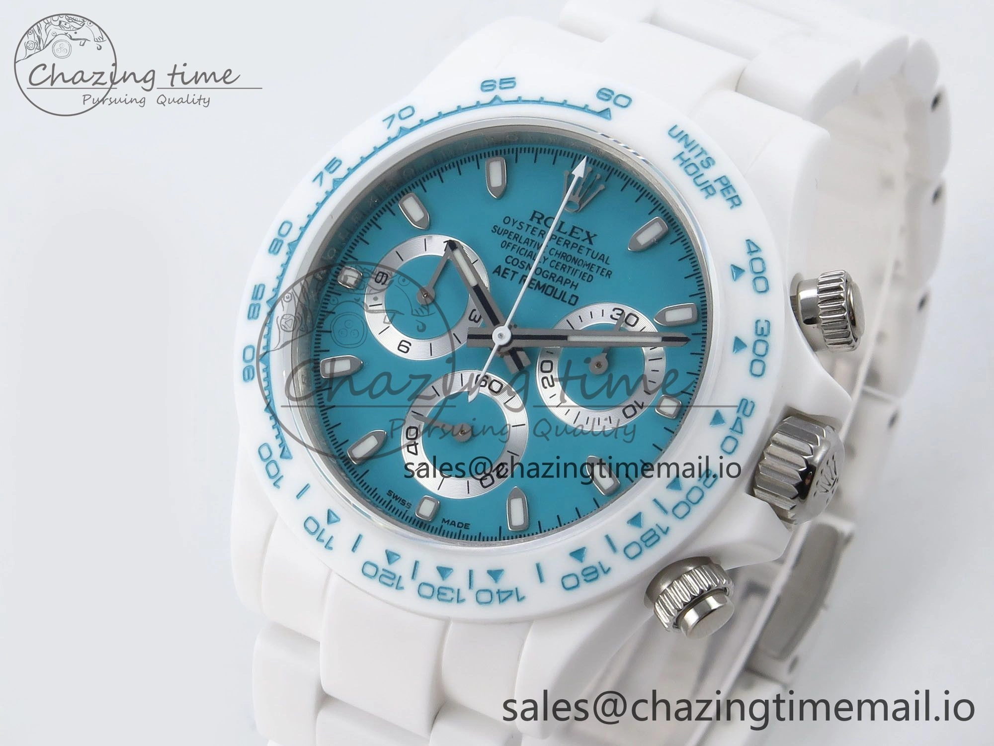 Daytona AET White Ceramic Case and Bracelet Tiffany Blue Dial N6F Best Edition SA4130