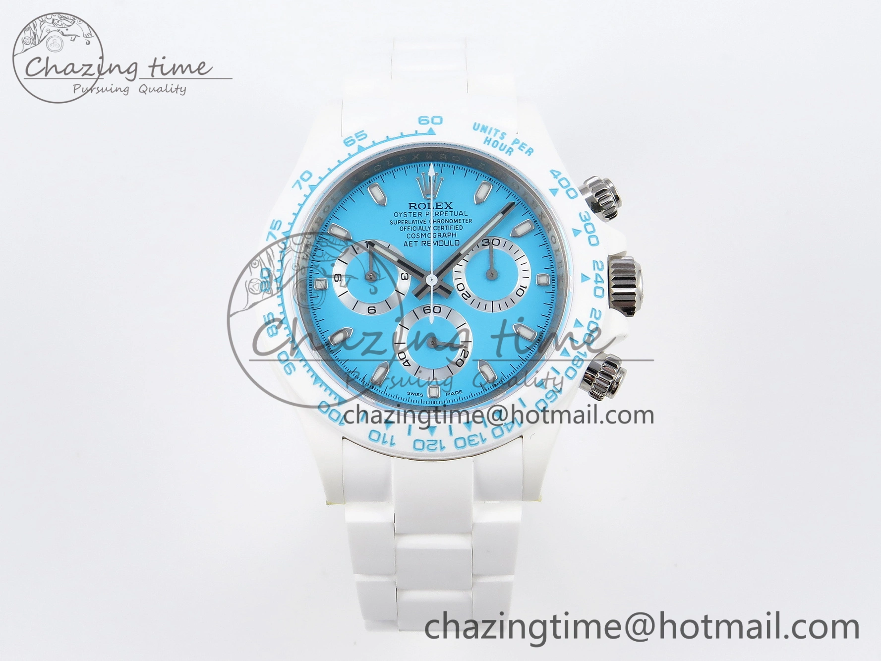 Daytona AET White Ceramic Case and Bracelet Tiffany Blue Dial SA4130 V2