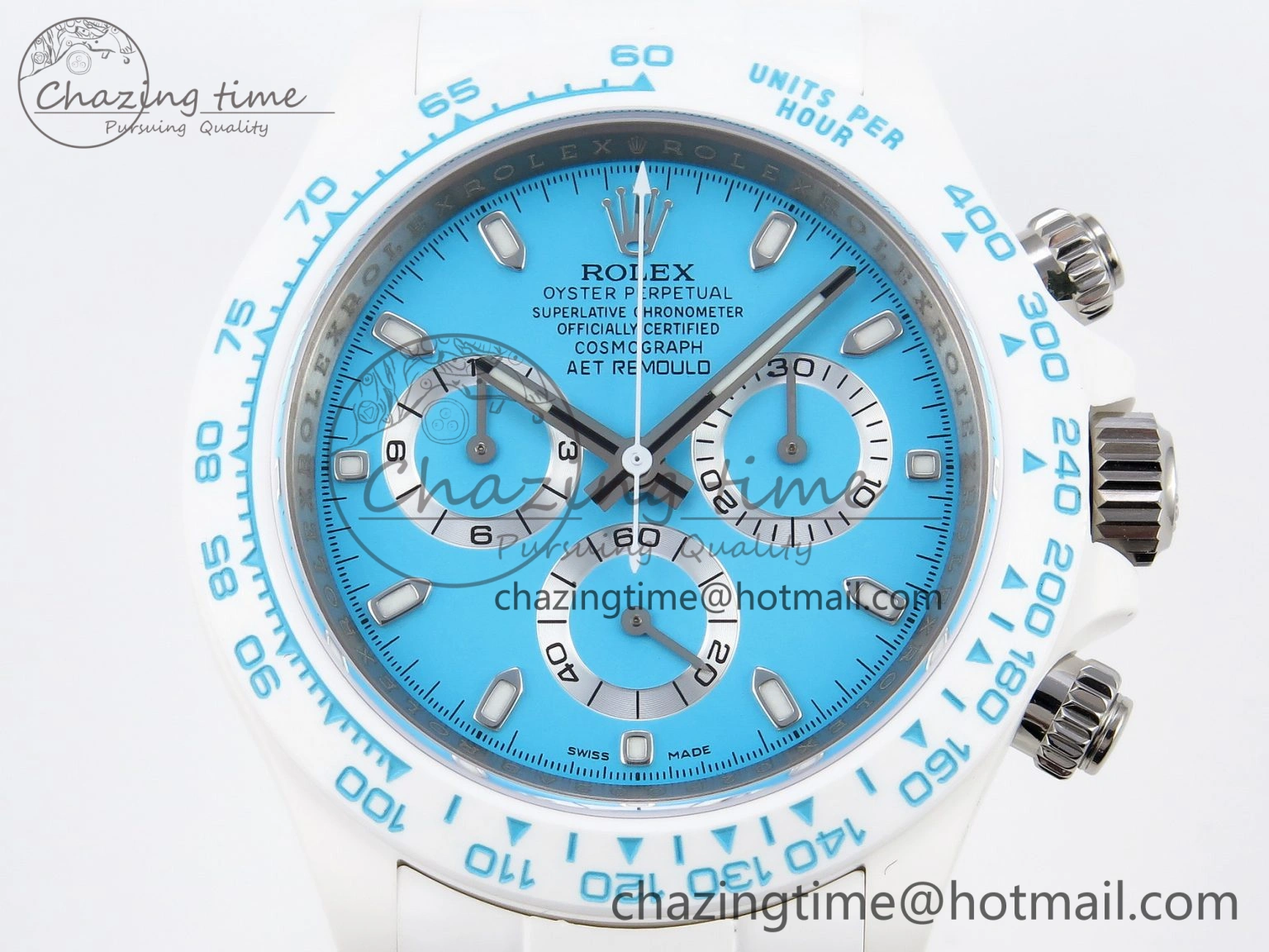 Daytona AET White Ceramic Case and Bracelet Tiffany Blue Dial SA4130 V2