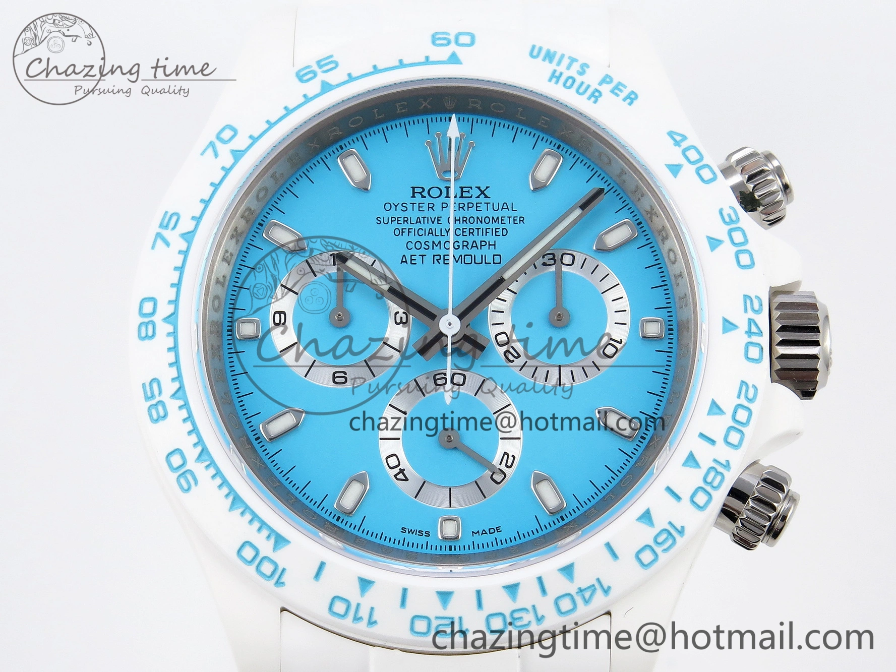 Daytona AET White Ceramic Case and Bracelet Tiffany Blue Dial SA4130 V2