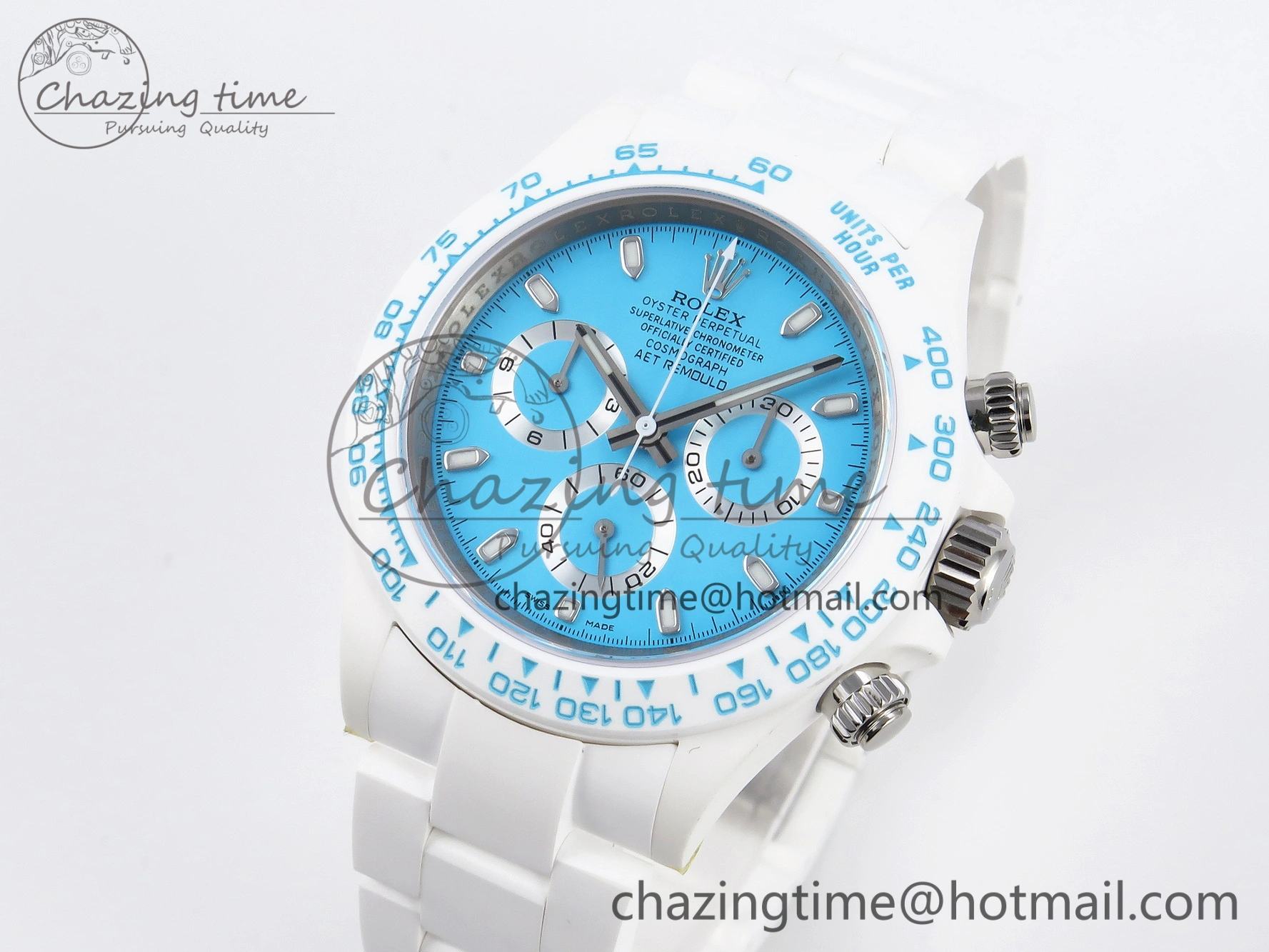 Daytona AET White Ceramic Case and Bracelet Tiffany Blue Dial SA4130 V2