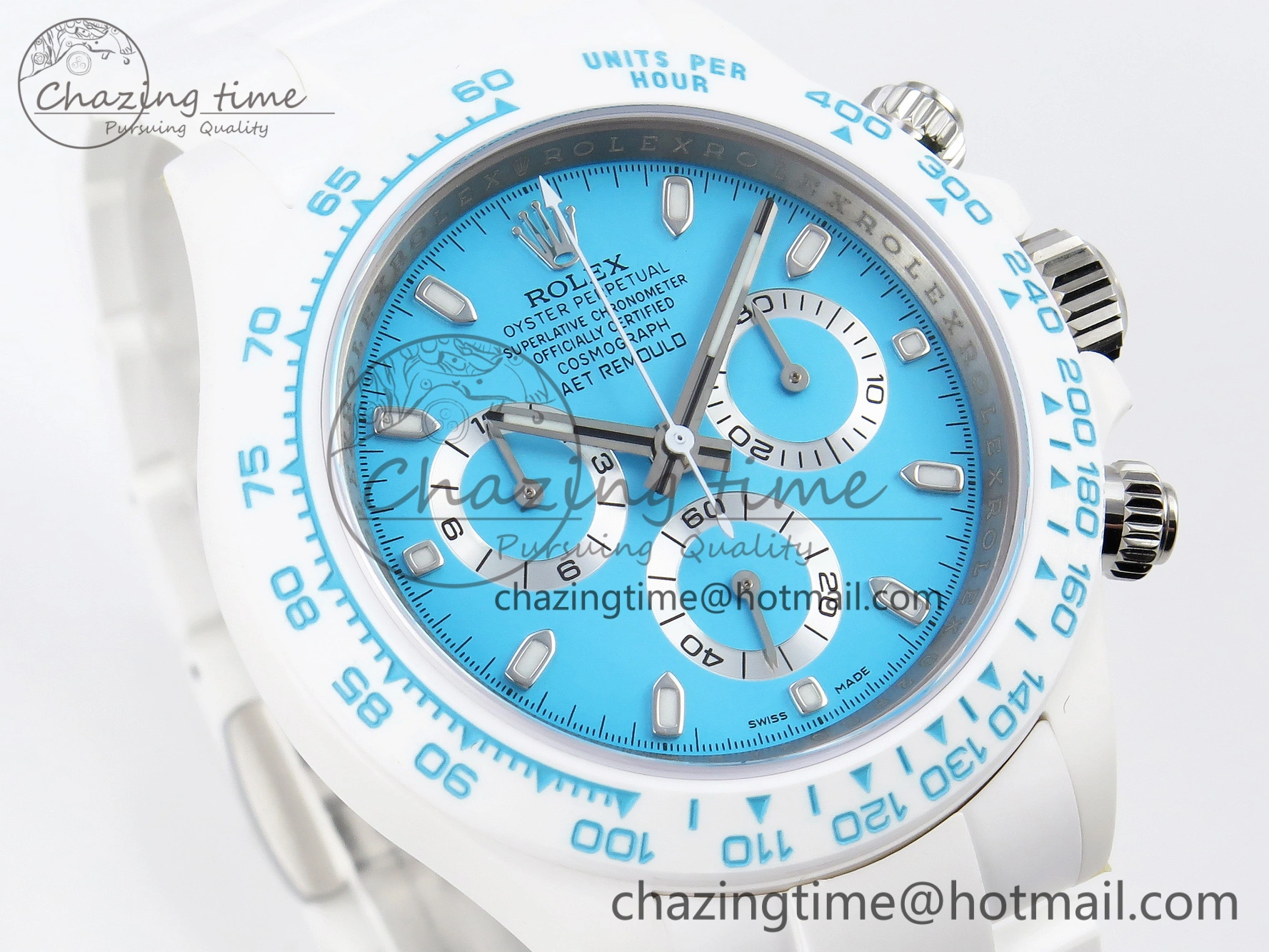 Daytona AET White Ceramic Case and Bracelet Tiffany Blue Dial SA4130 V2