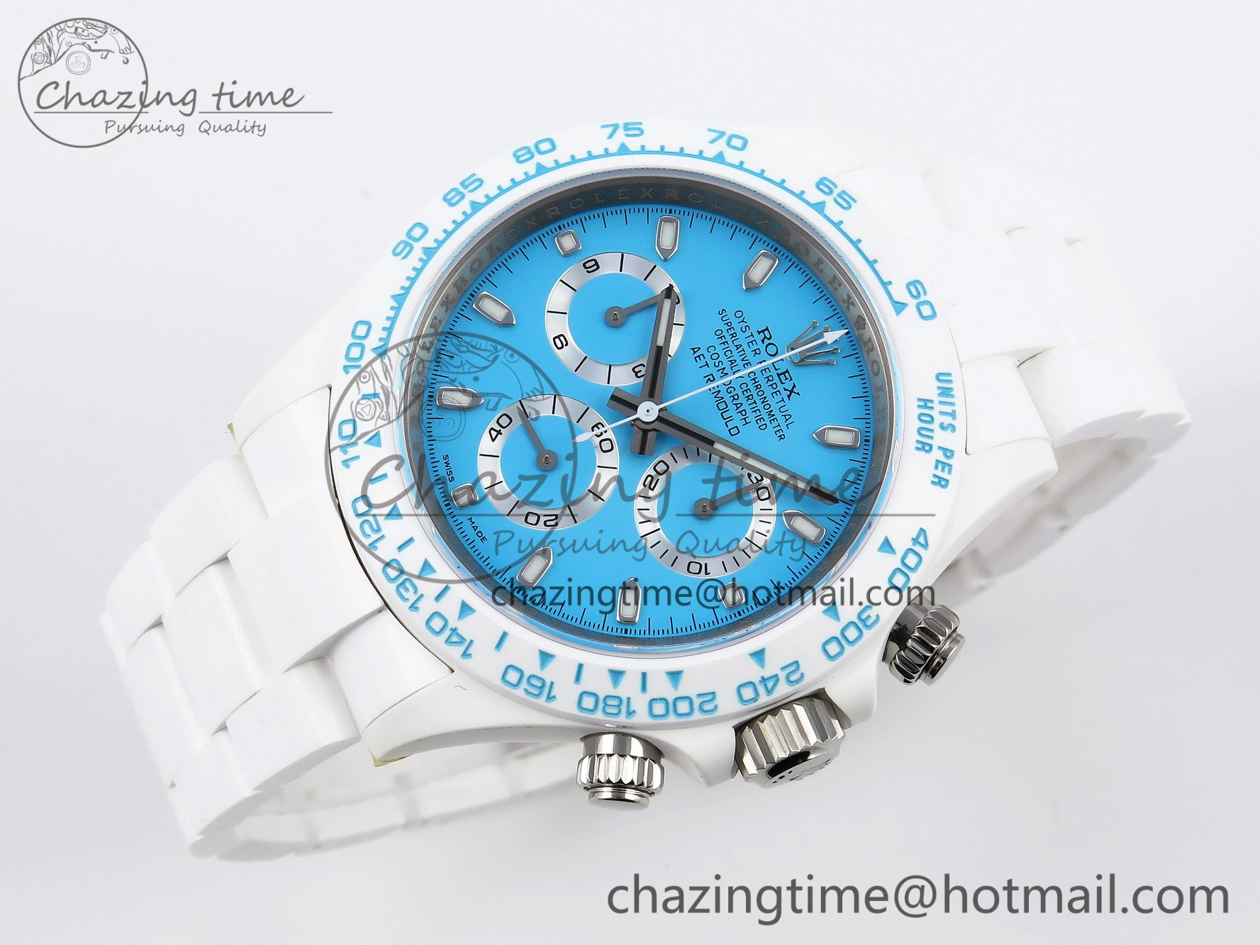 Daytona AET White Ceramic Case and Bracelet Tiffany Blue Dial SA4130 V2