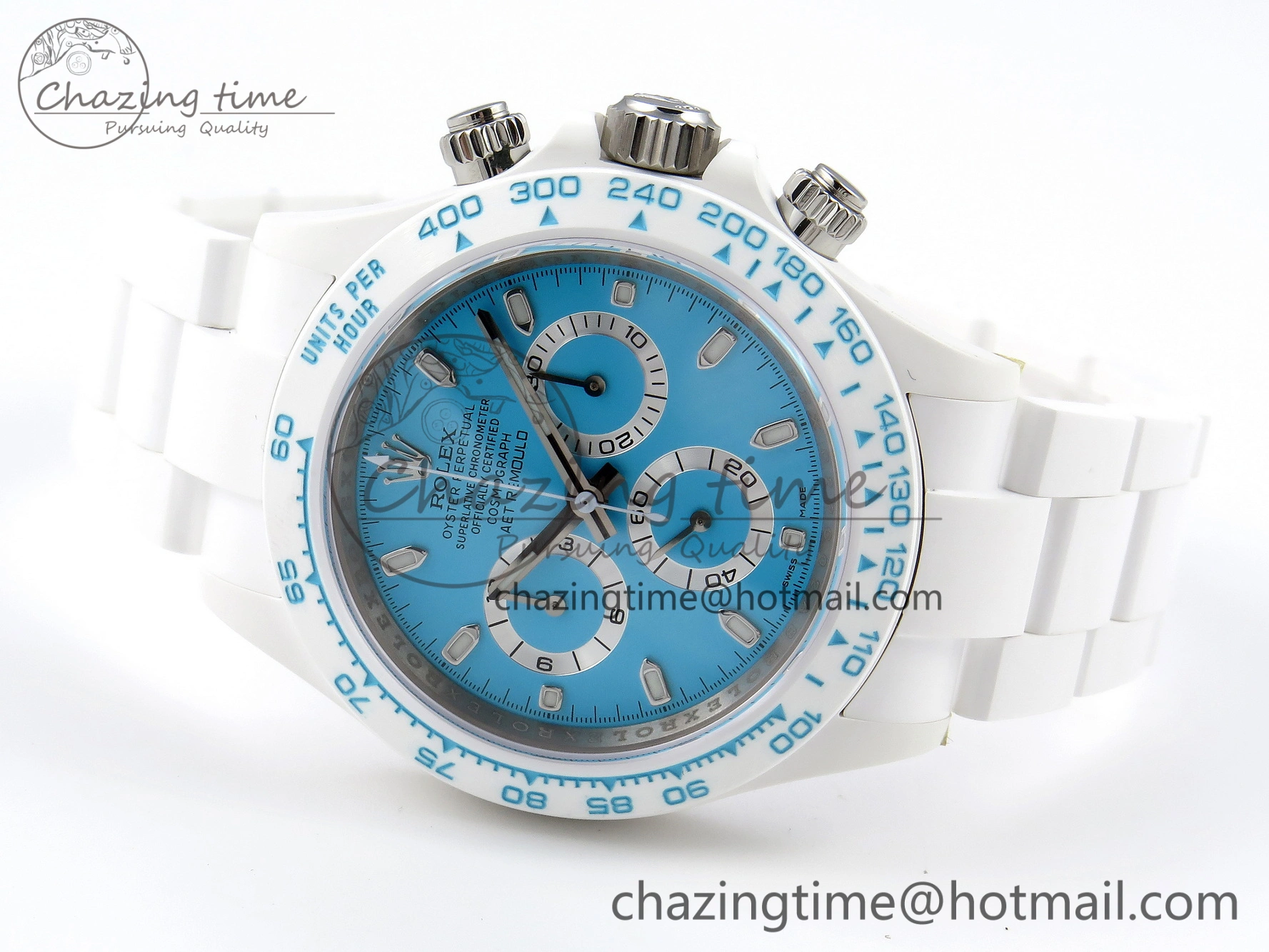Daytona AET White Ceramic Case and Bracelet Tiffany Blue Dial SA4130 V2