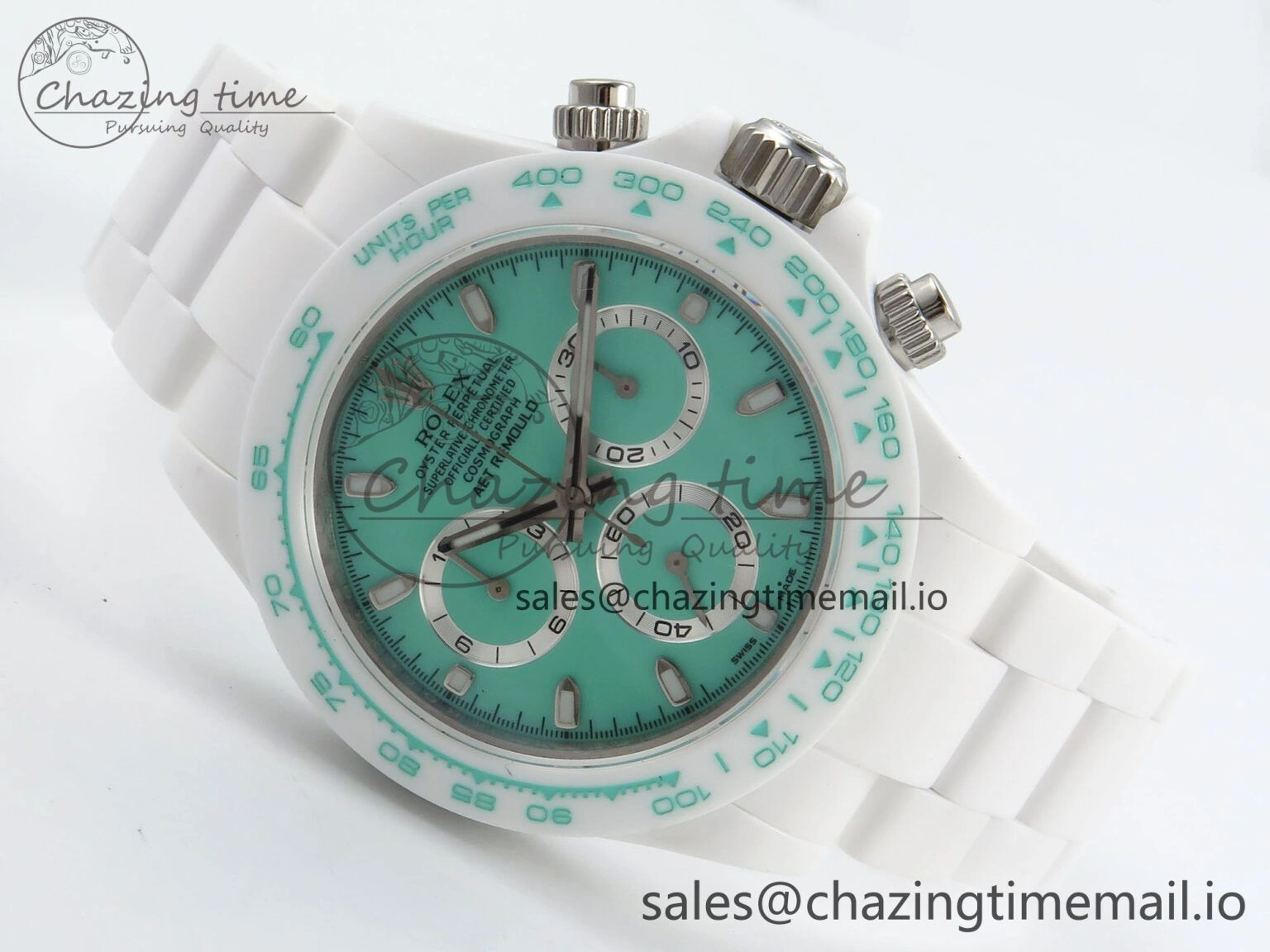 Daytona AET White Solid Ceramic Case and Bracelet Avocado Green Dial N6F 1:1 Best Edition DD4801