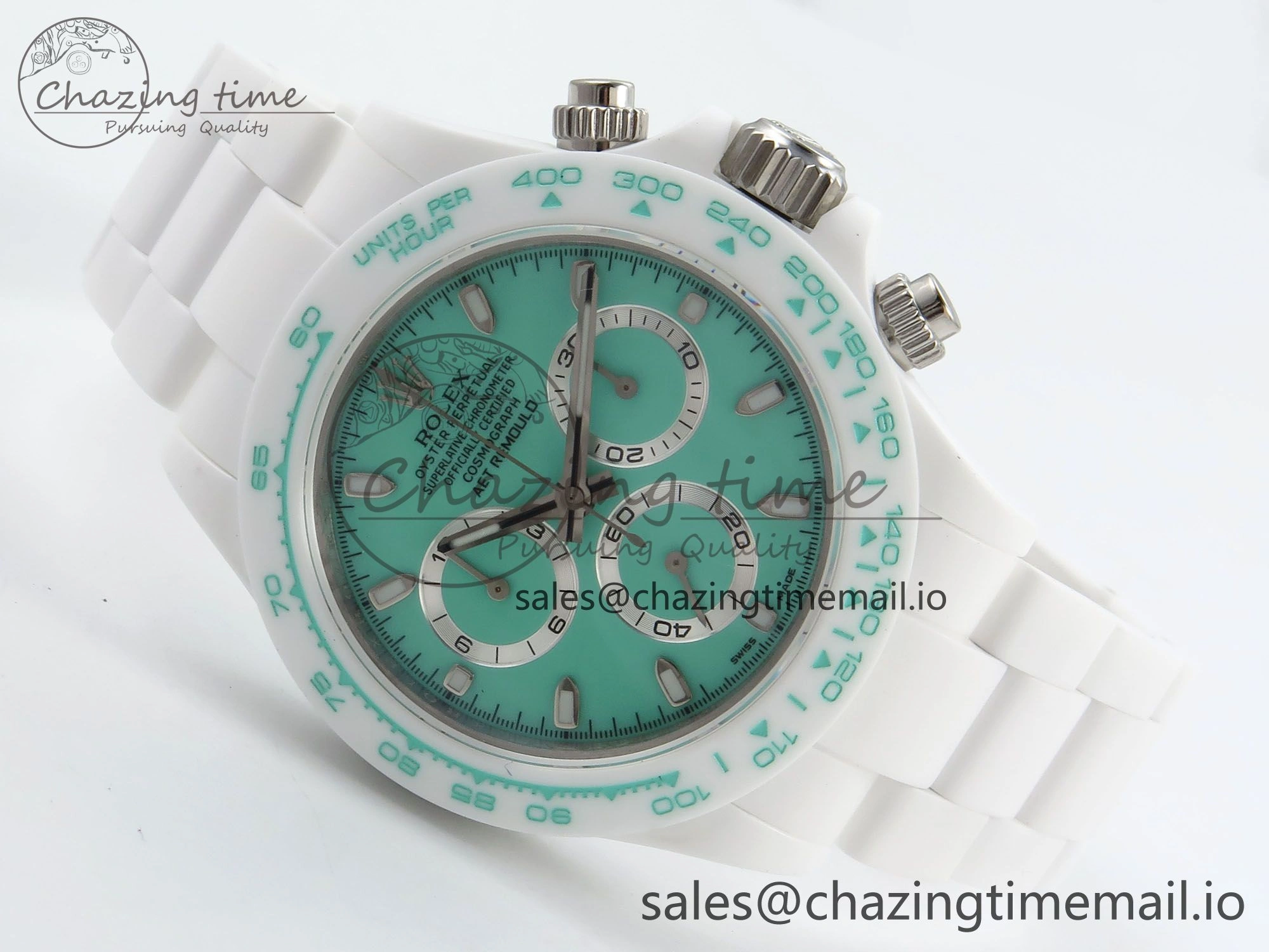 Daytona AET White Solid Ceramic Case and Bracelet Avocado Green Dial N6F 1:1 Best Edition DD4801
