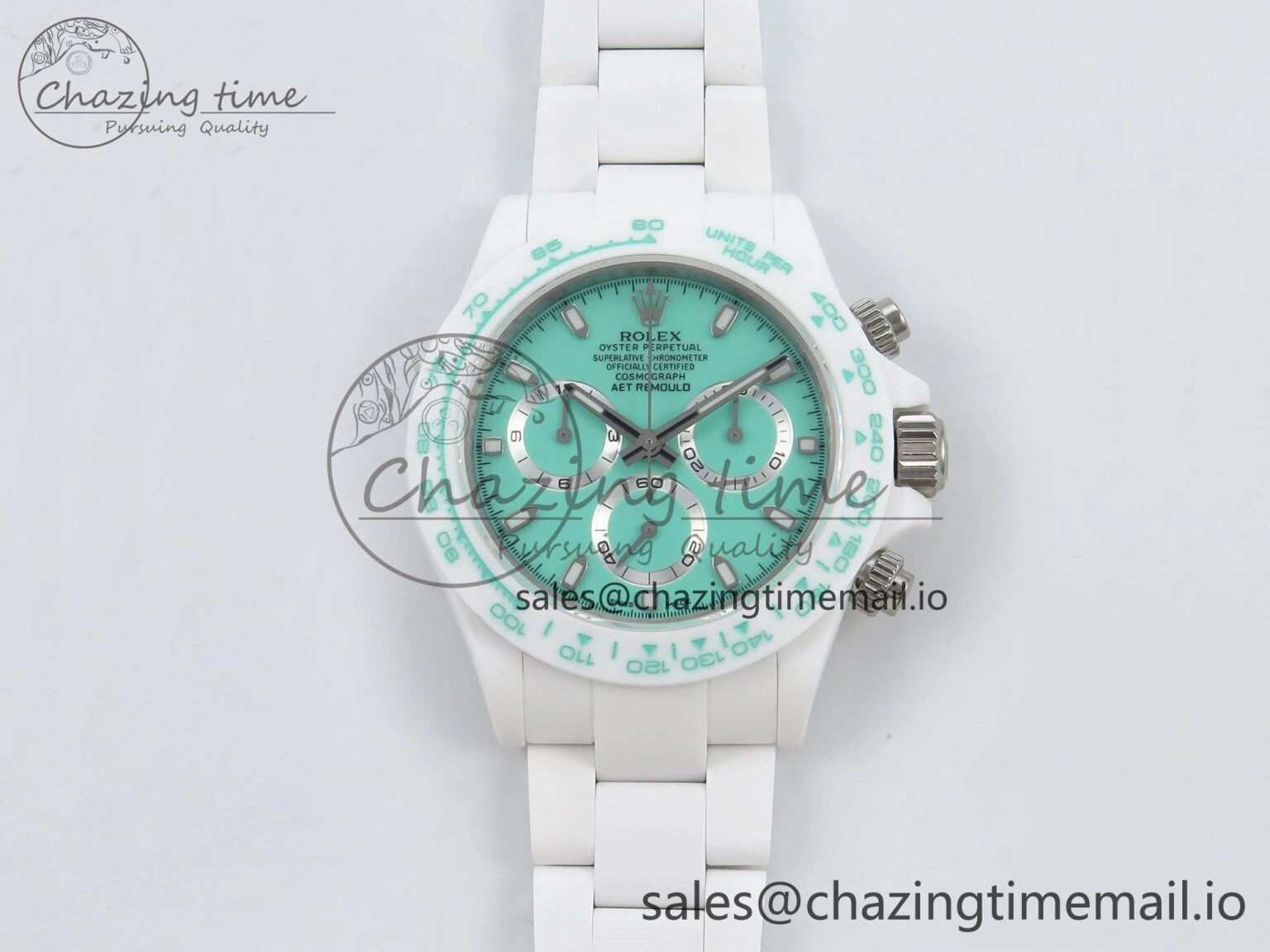 Daytona AET White Solid Ceramic Case and Bracelet Avocado Green Dial N6F 1:1 Best Edition DD4801