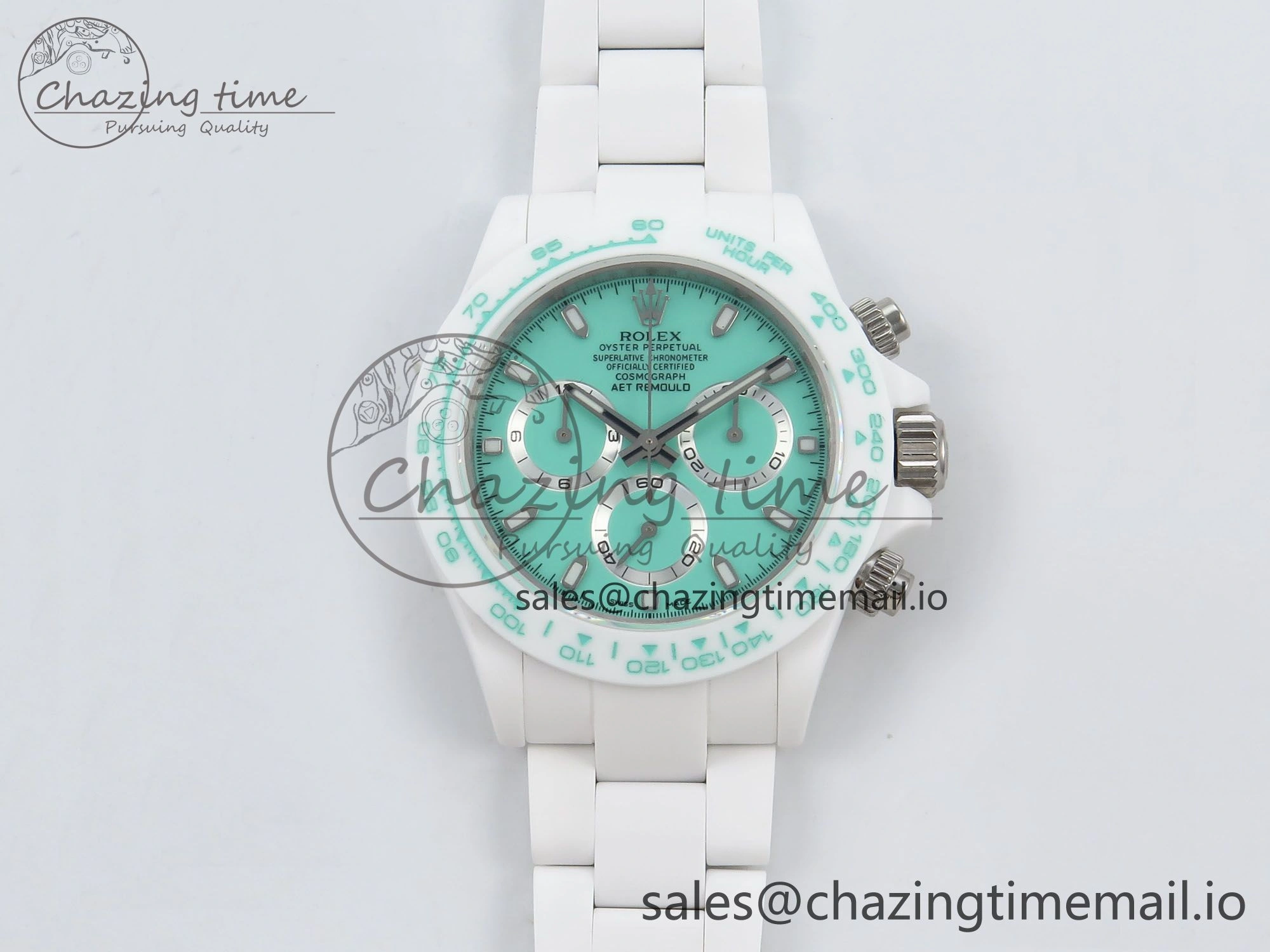 Daytona AET White Solid Ceramic Case and Bracelet Avocado Green Dial N6F 1:1 Best Edition DD4801
