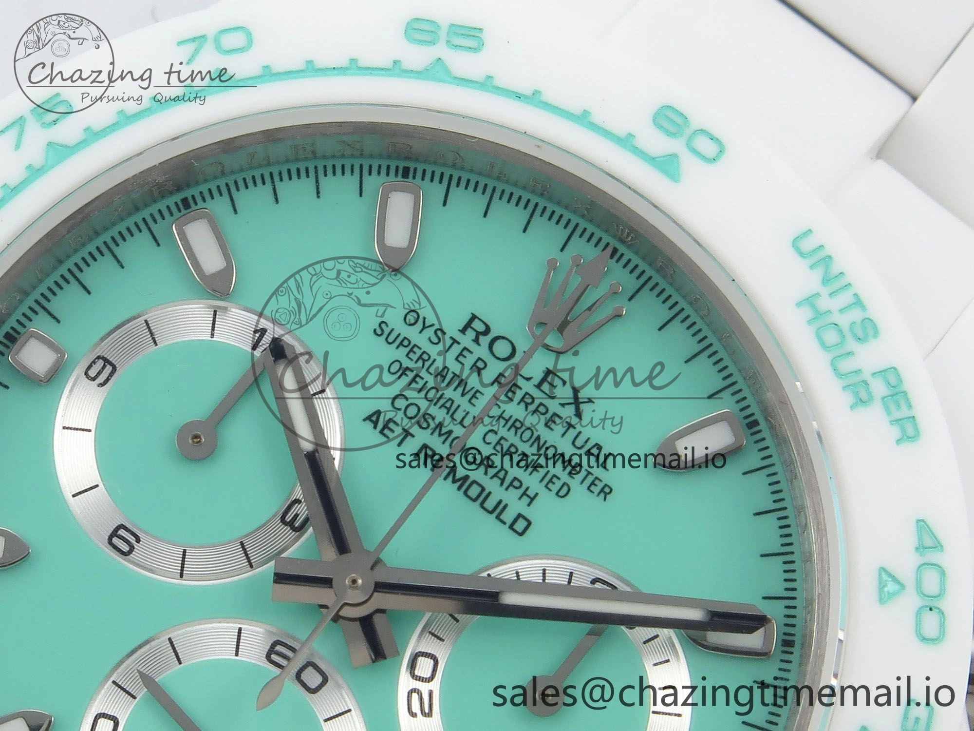 Daytona AET White Solid Ceramic Case and Bracelet Avocado Green Dial N6F 1:1 Best Edition DD4801